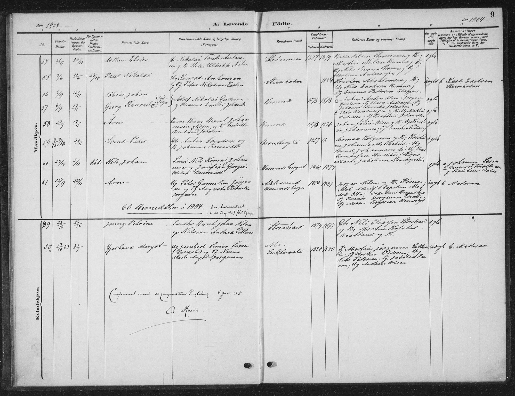 Ministerialprotokoller, klokkerbøker og fødselsregistre - Nordland, AV/SAT-A-1459/825/L0370: Parish register (copy) no. 825C07, 1903-1923, p. 9