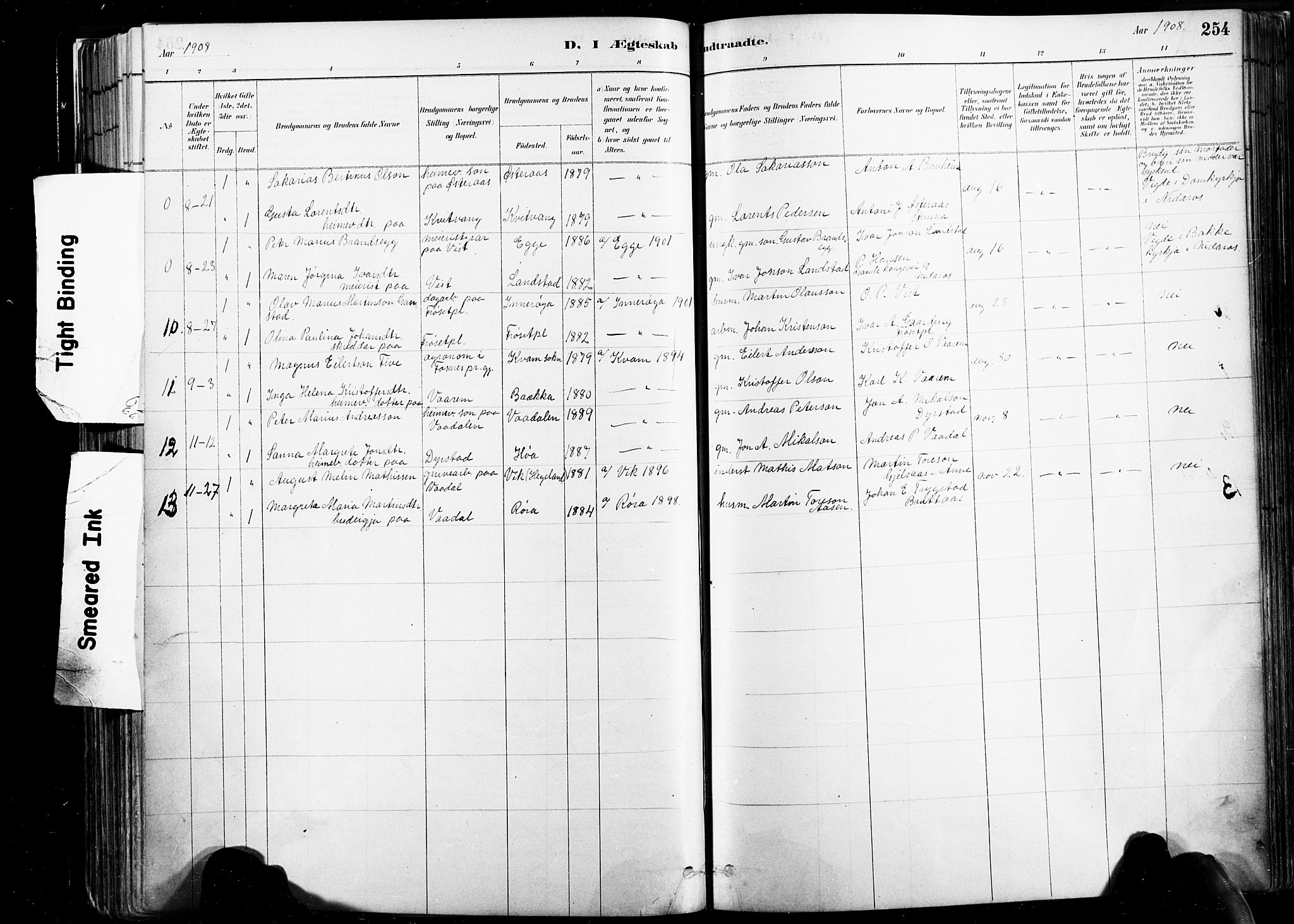 Ministerialprotokoller, klokkerbøker og fødselsregistre - Nord-Trøndelag, SAT/A-1458/735/L0351: Parish register (official) no. 735A10, 1884-1908, p. 254