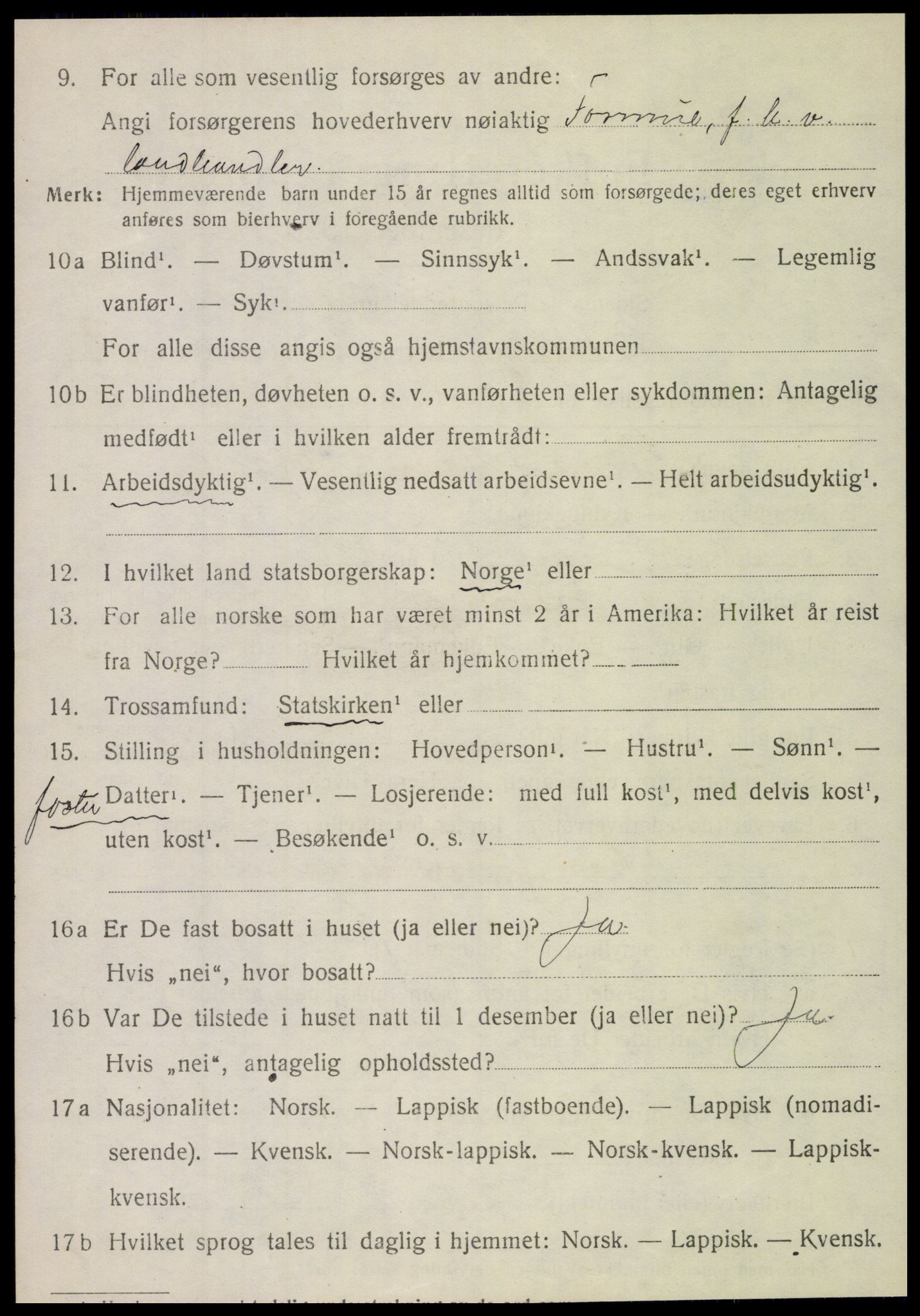 SAT, 1920 census for Brønnøy, 1920, p. 2891