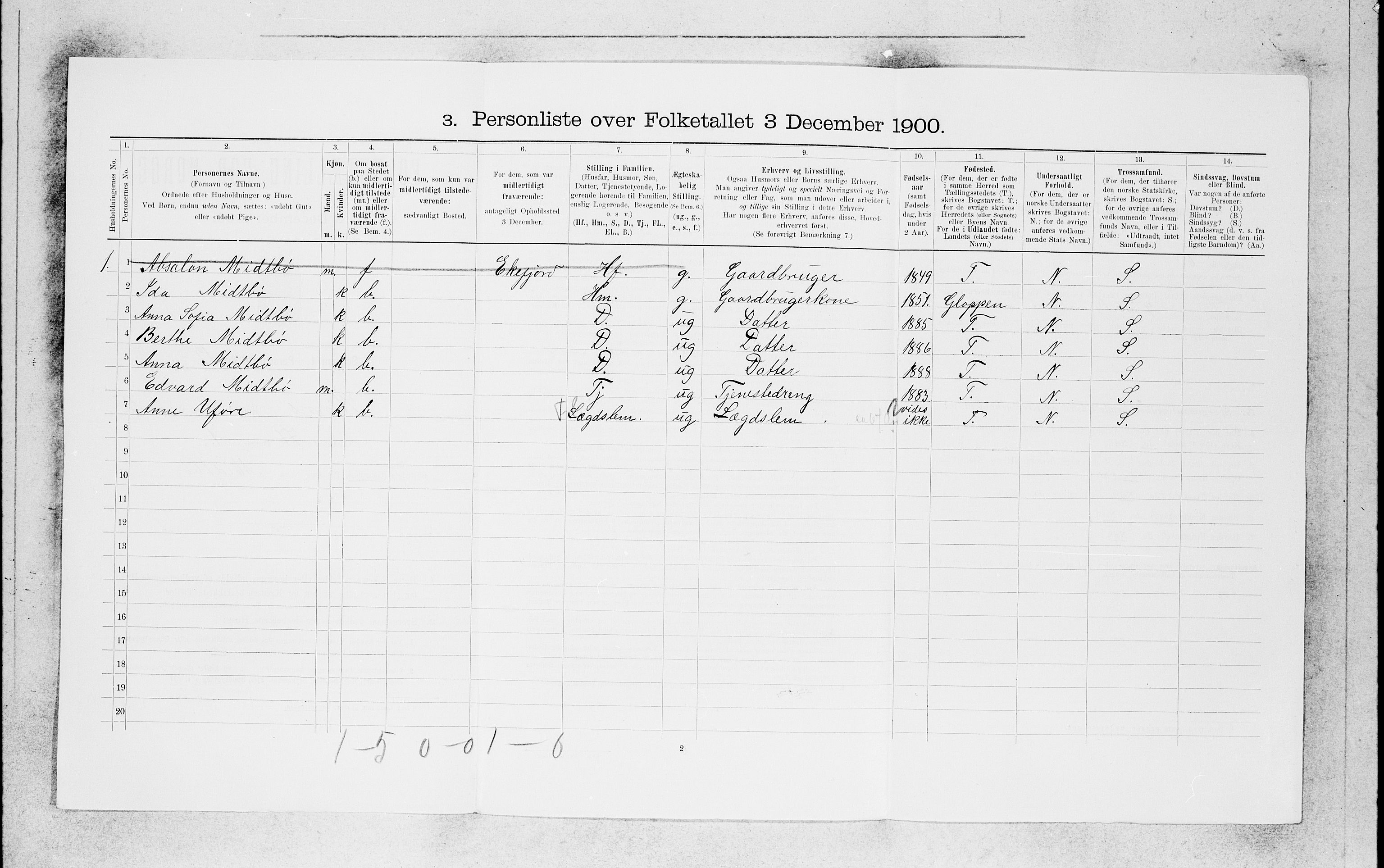 SAB, 1900 census for Kinn, 1900, p. 1643