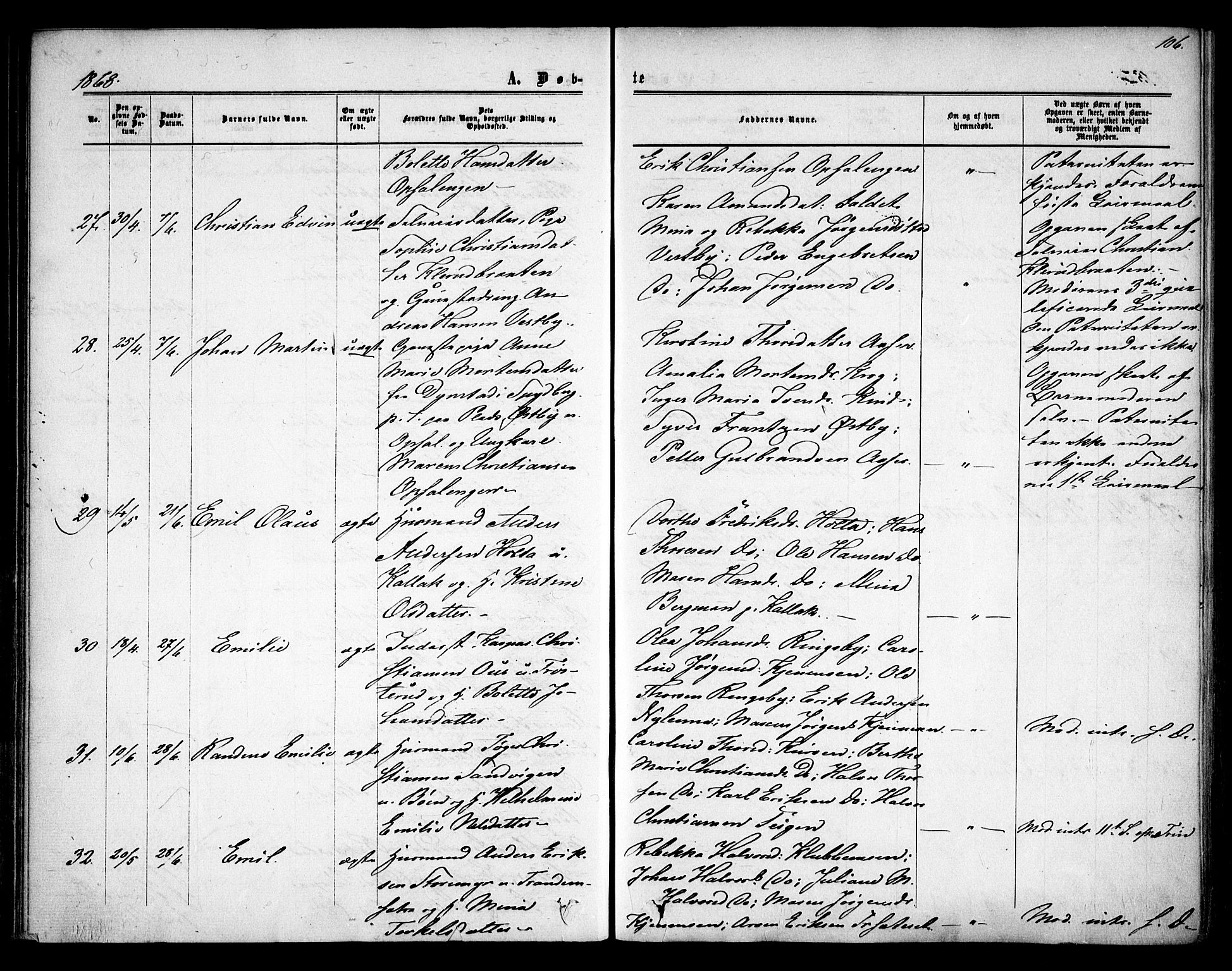 Rødenes prestekontor Kirkebøker, AV/SAO-A-2005/F/Fa/L0007: Parish register (official) no. I 7, 1860-1869, p. 106