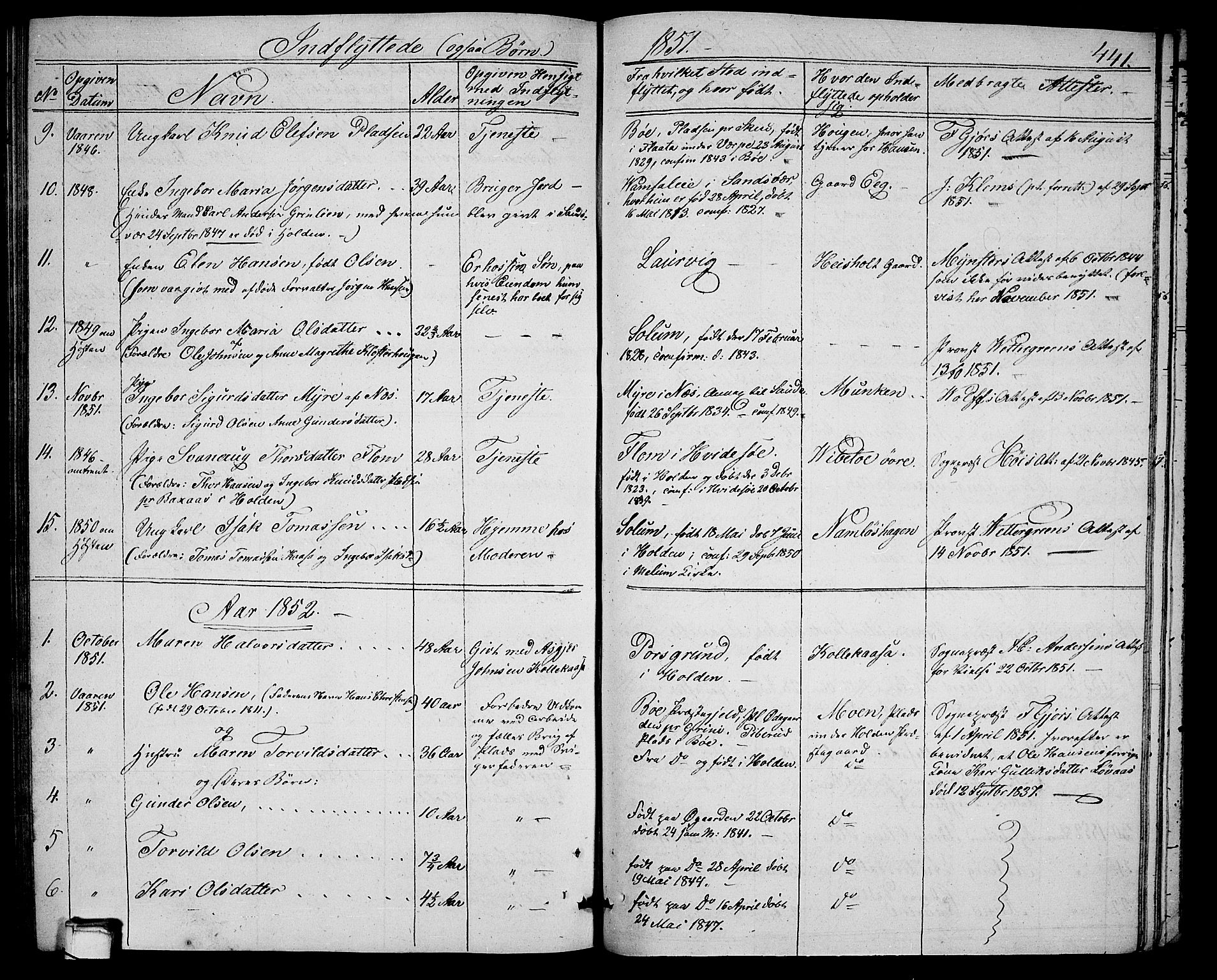 Holla kirkebøker, SAKO/A-272/G/Ga/L0003: Parish register (copy) no. I 3, 1849-1866, p. 441