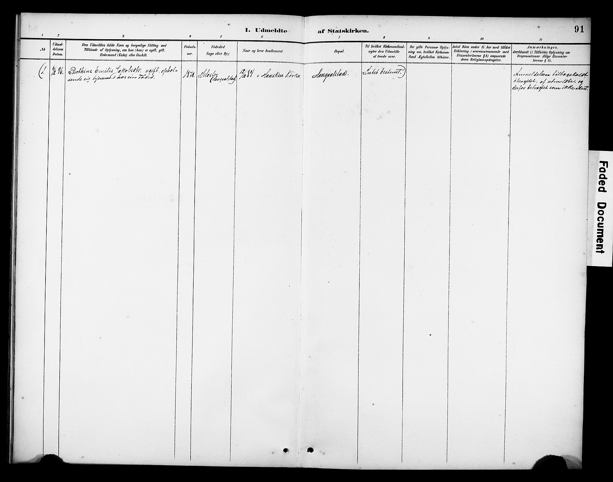 Rennesøy sokneprestkontor, SAST/A -101827/H/Ha/Haa/L0014: Parish register (official) no. A 14, 1890-1908, p. 91
