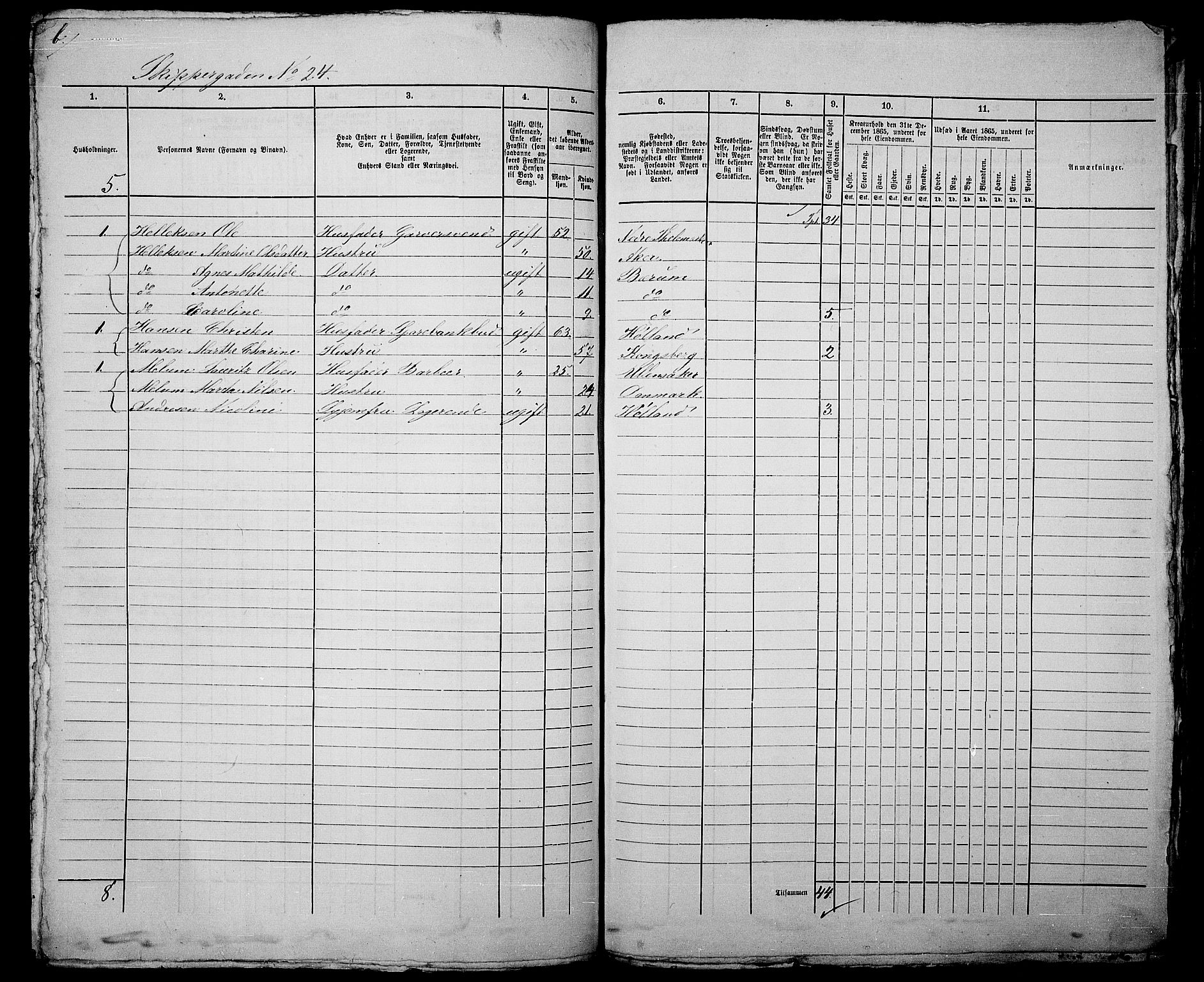 RA, 1865 census for Kristiania, 1865, p. 475