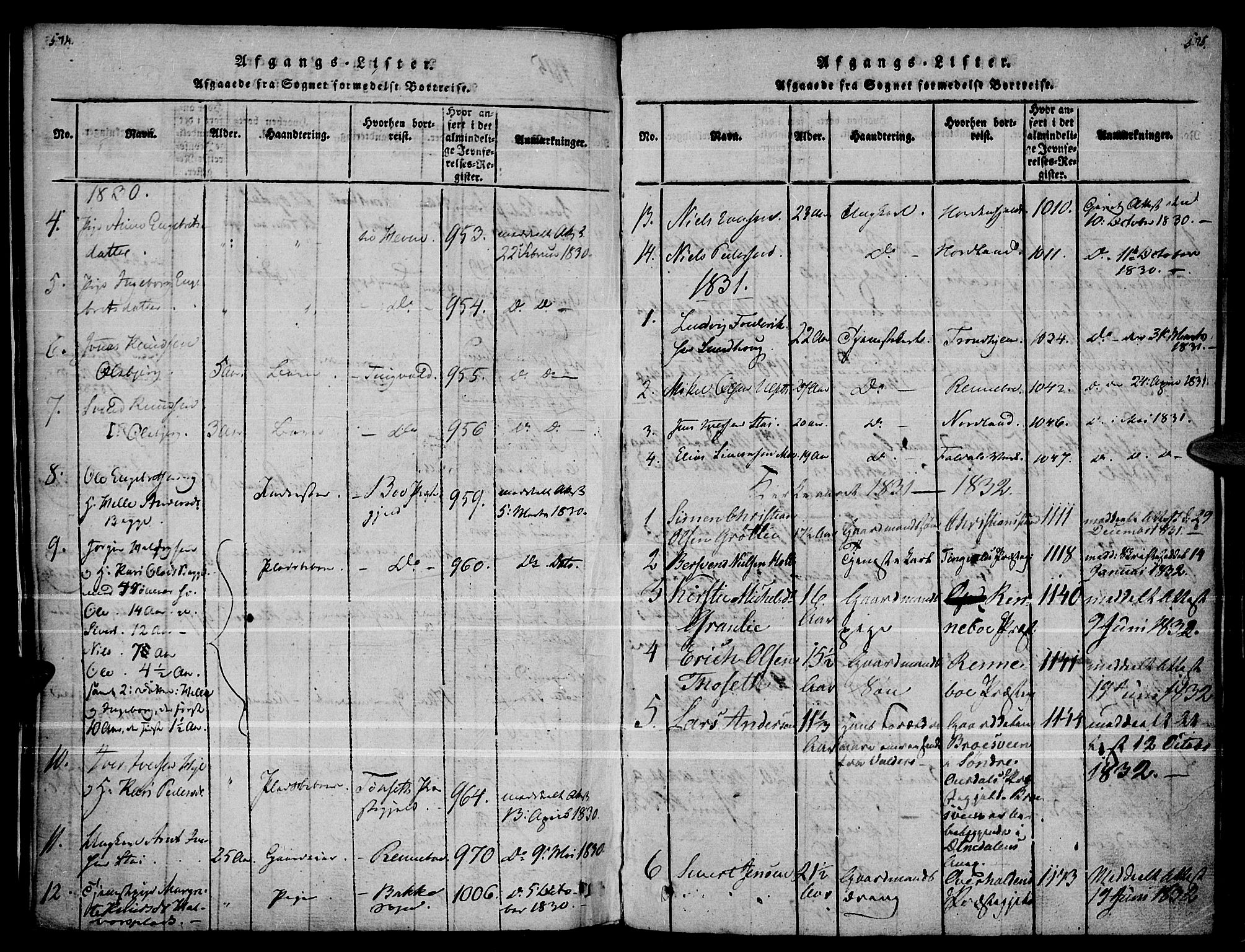 Kvikne prestekontor, SAH/PREST-064/H/Ha/Haa/L0004: Parish register (official) no. 4, 1815-1840, p. 574-575