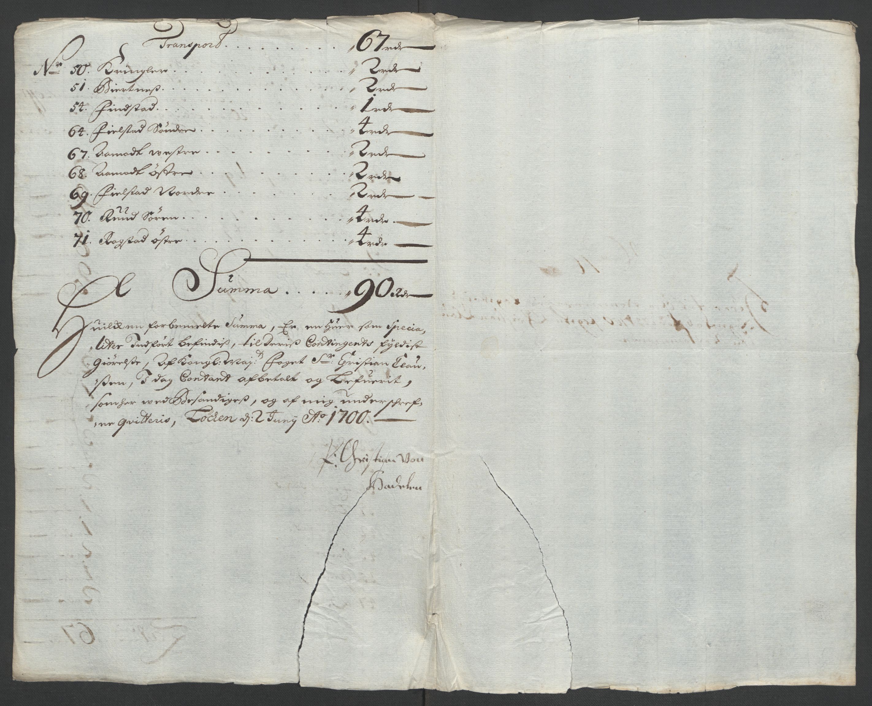 Rentekammeret inntil 1814, Reviderte regnskaper, Fogderegnskap, AV/RA-EA-4092/R12/L0712: Fogderegnskap Øvre Romerike, 1700, p. 293