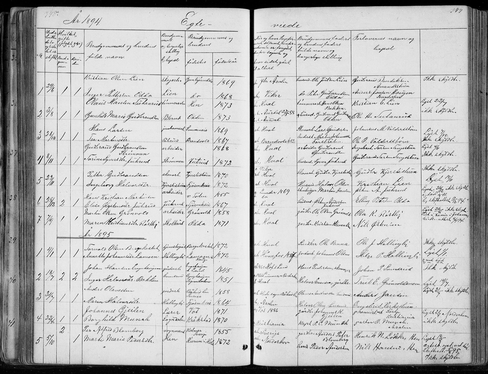 Ådal kirkebøker, SAKO/A-248/G/Gc/L0001: Parish register (copy) no. III 1, 1862-1898, p. 348-349