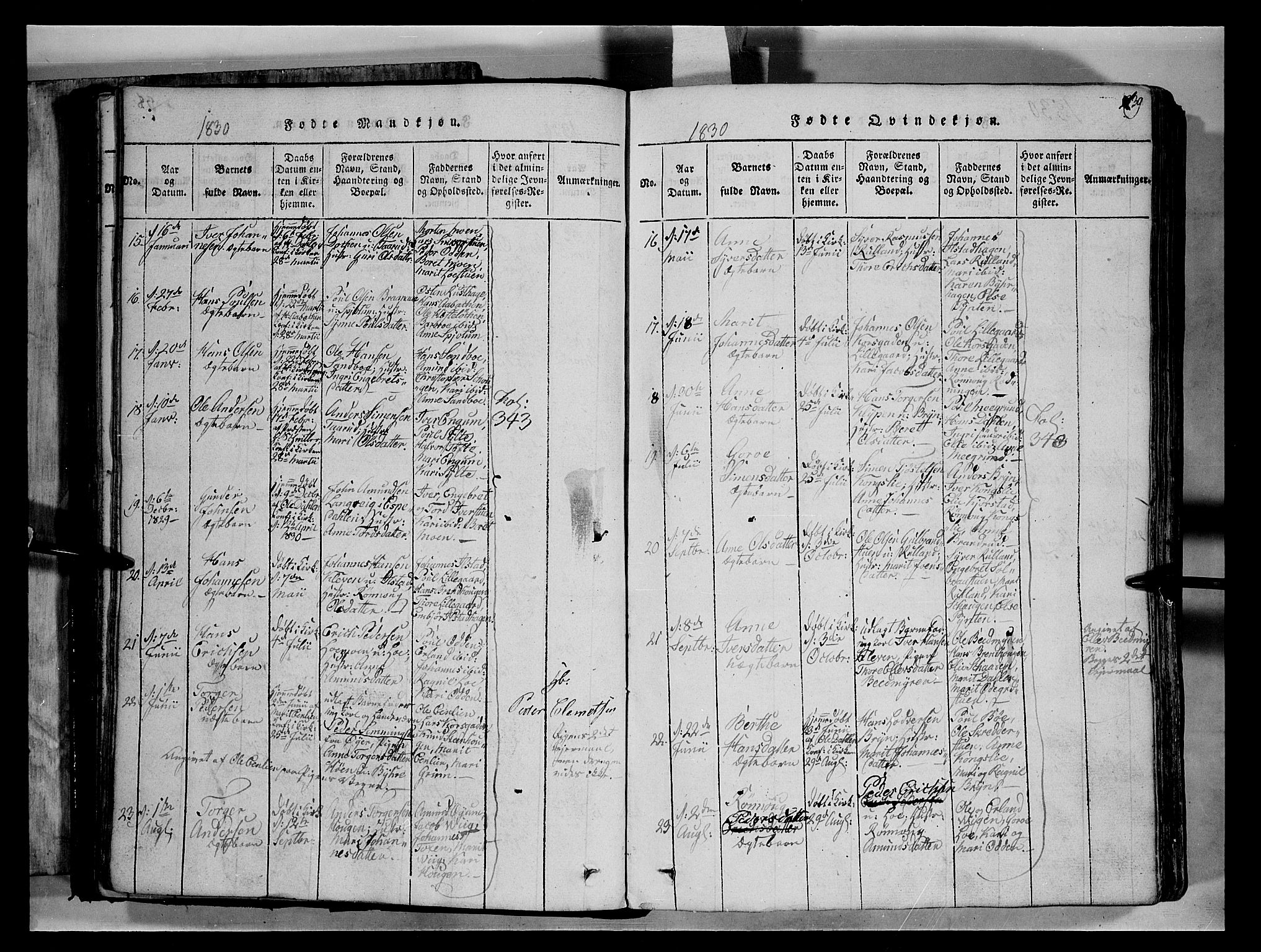 Fron prestekontor, SAH/PREST-078/H/Ha/Hab/L0004: Parish register (copy) no. 4, 1816-1850, p. 39
