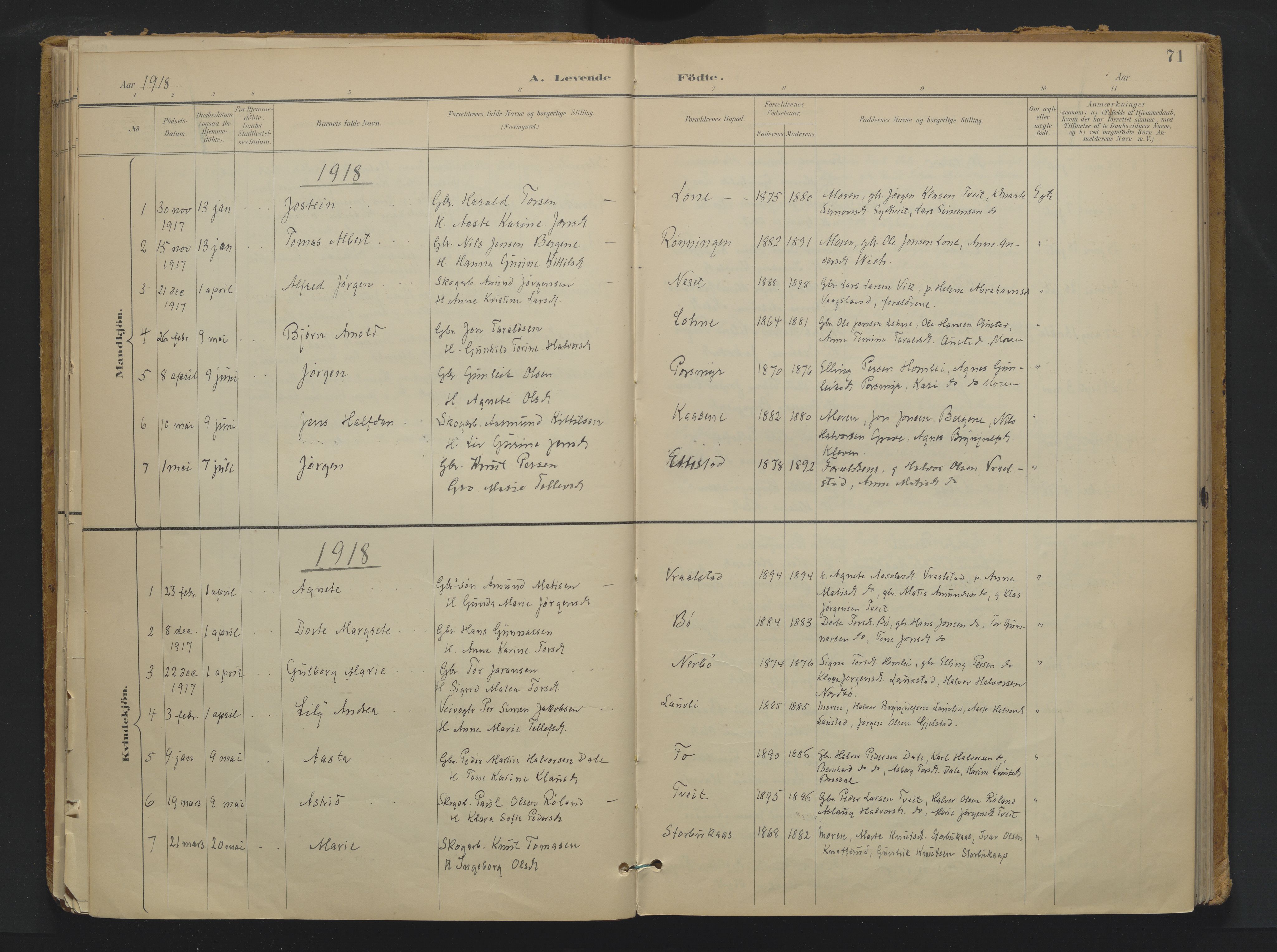 Drangedal kirkebøker, SAKO/A-258/F/Fa/L0013: Parish register (official) no. 13, 1895-1919, p. 71