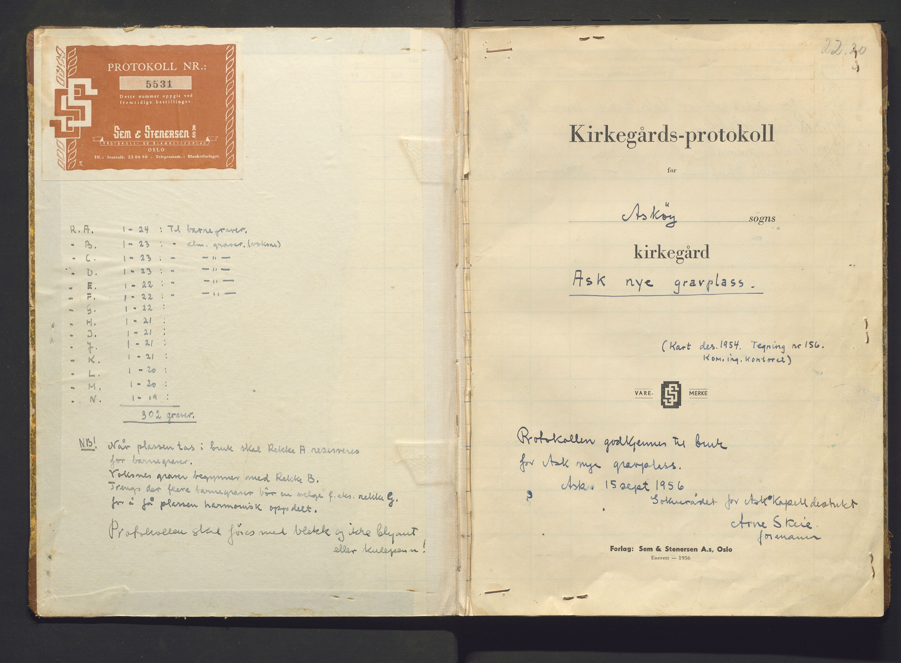 Askøy kommune. Kyrkjeverja, IKAH/1247-282/G/Ga/L0005: Gravprotokoll for Ask nye kirkegård, 1957-1990