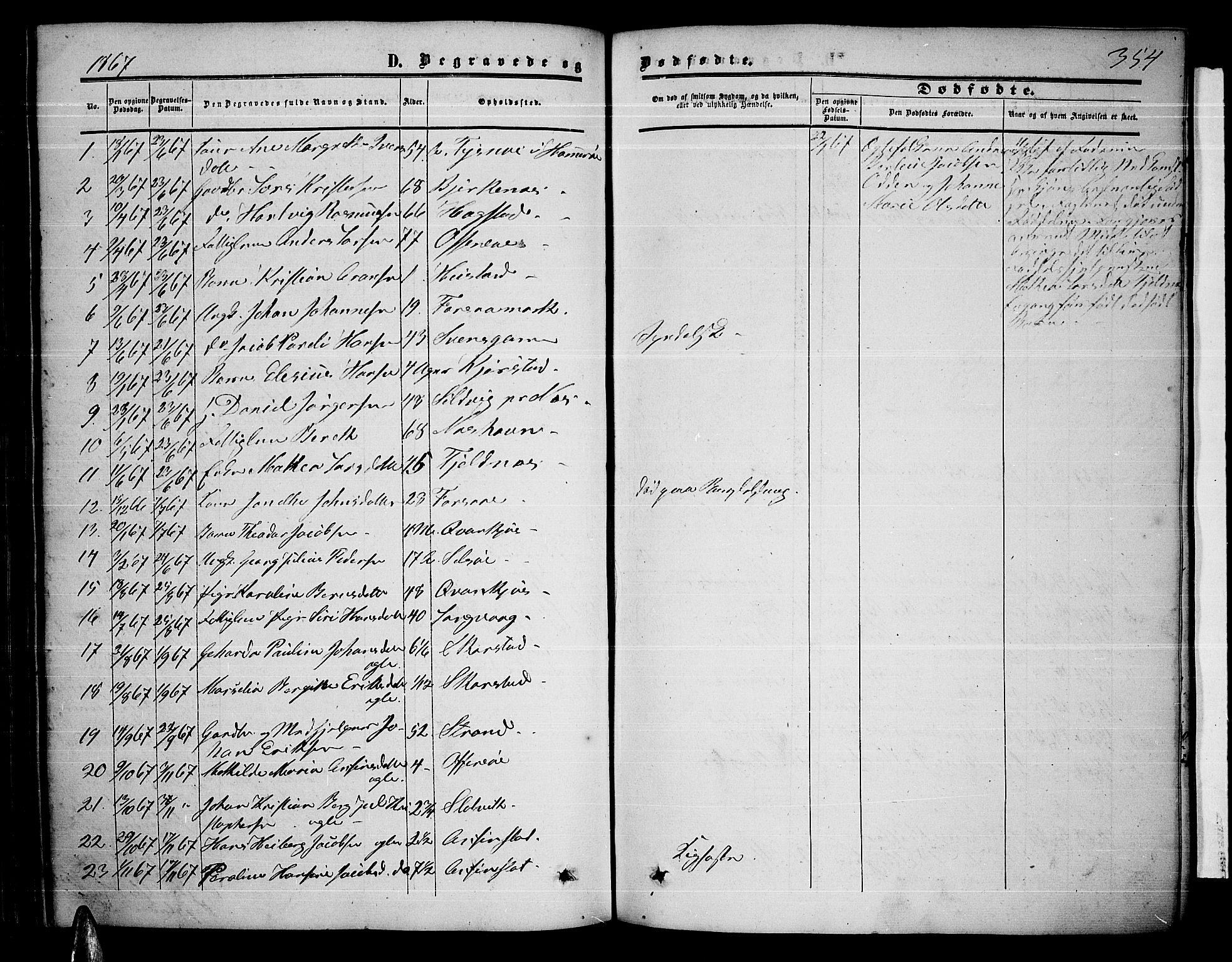 Ministerialprotokoller, klokkerbøker og fødselsregistre - Nordland, AV/SAT-A-1459/872/L1046: Parish register (copy) no. 872C02, 1852-1879, p. 354