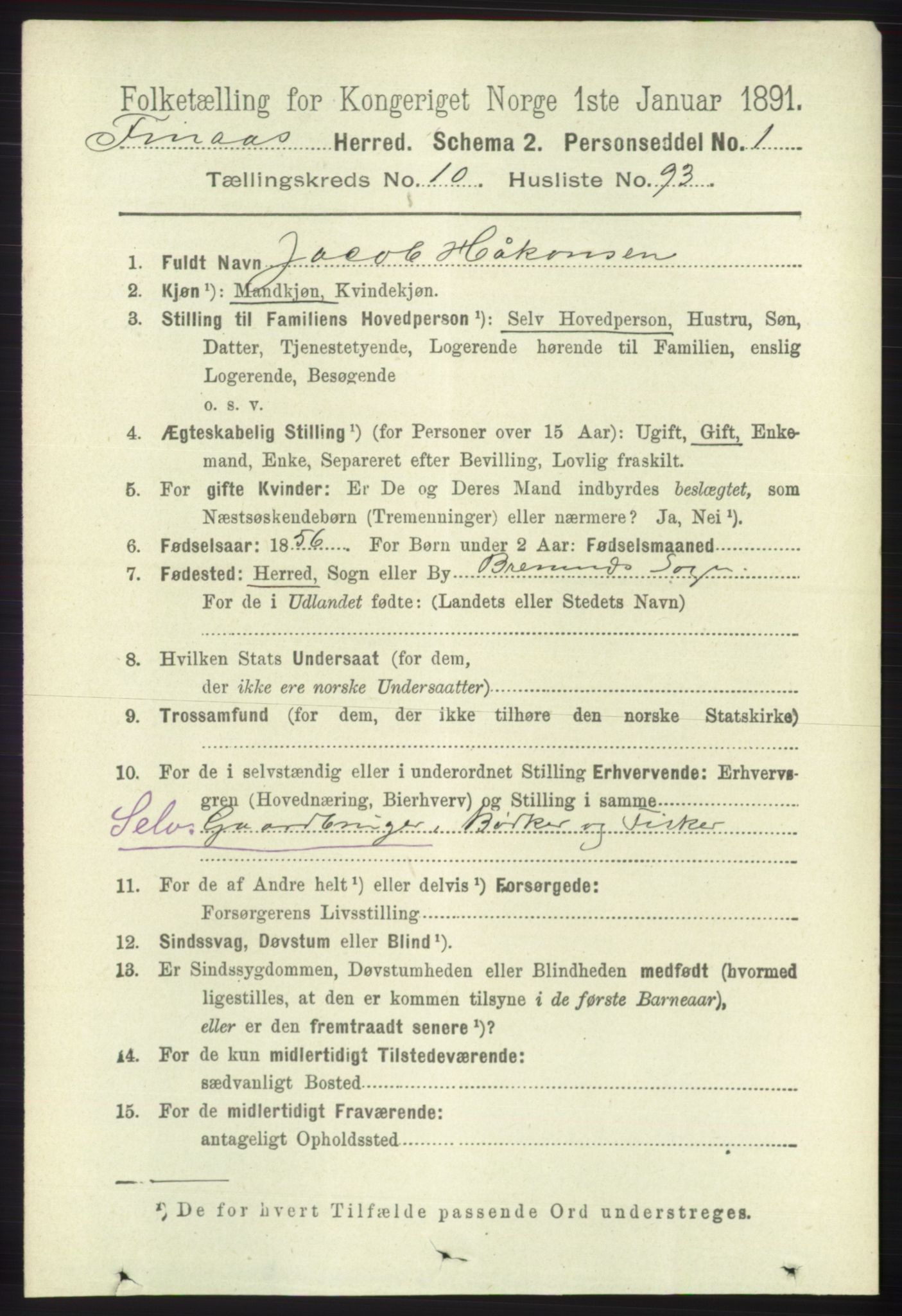 RA, 1891 census for 1218 Finnås, 1891, p. 5097