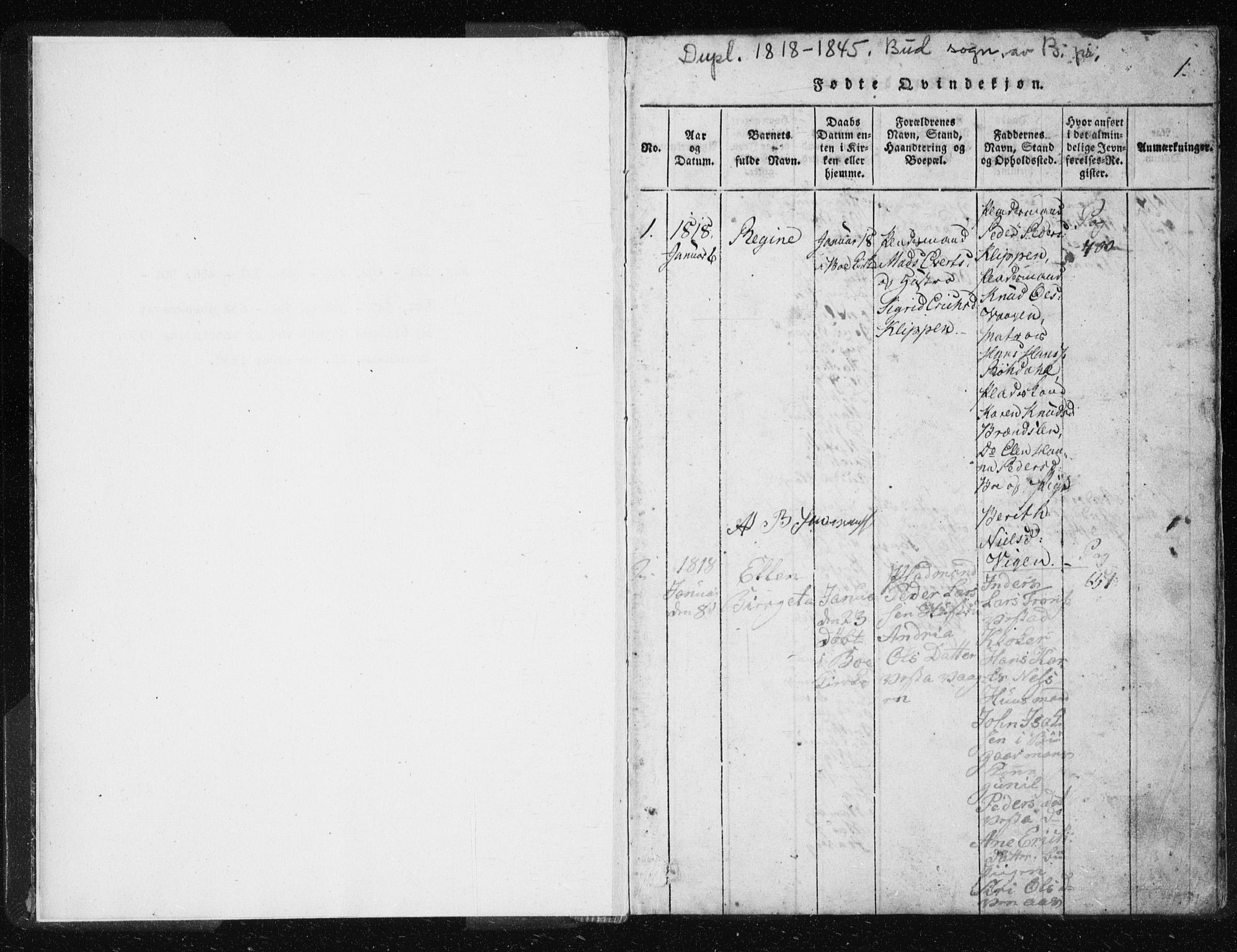 Ministerialprotokoller, klokkerbøker og fødselsregistre - Møre og Romsdal, SAT/A-1454/566/L0772: Parish register (copy) no. 566C01, 1818-1845, p. 0-1