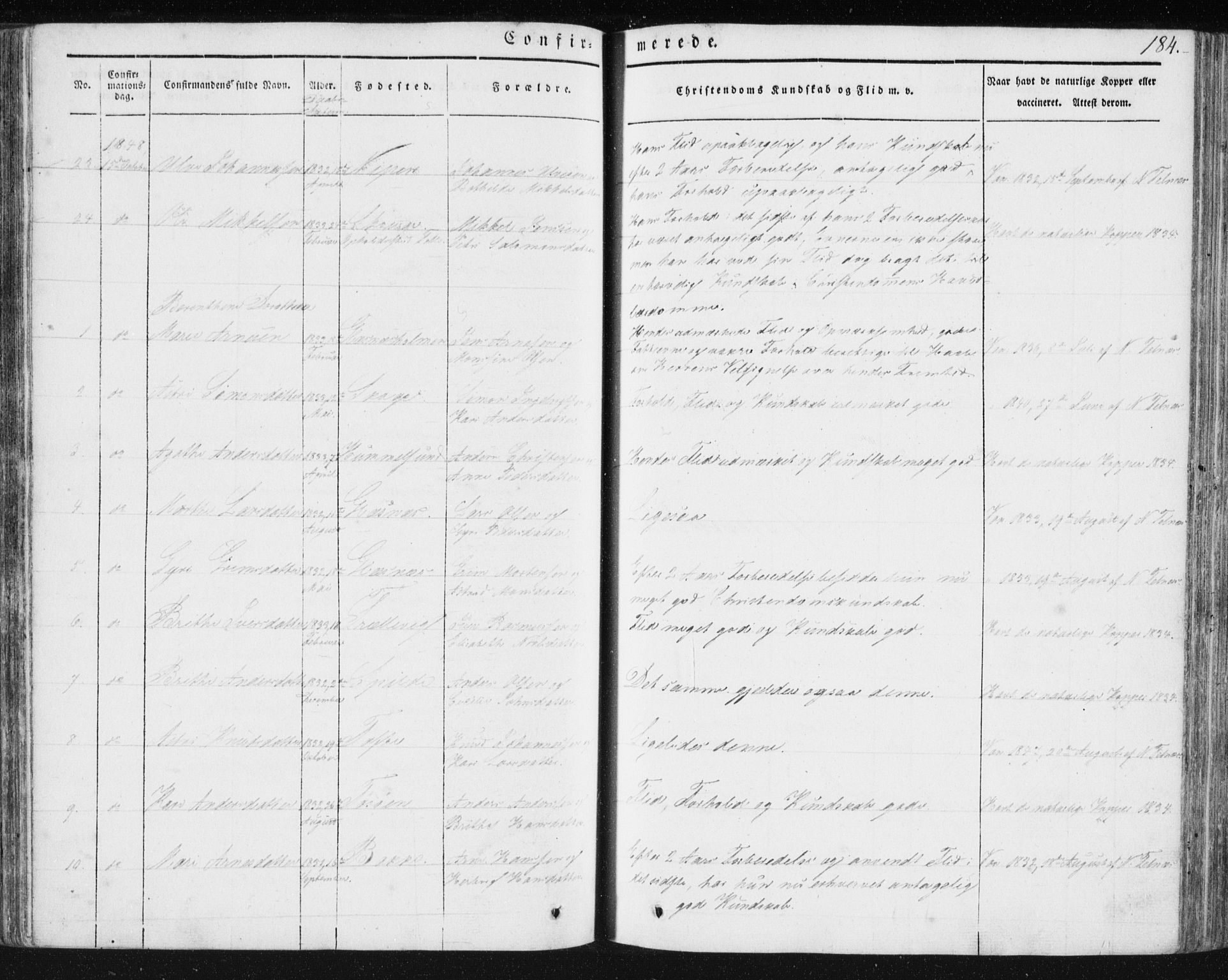 Sund sokneprestembete, AV/SAB-A-99930: Parish register (official) no. A 13, 1835-1849, p. 184