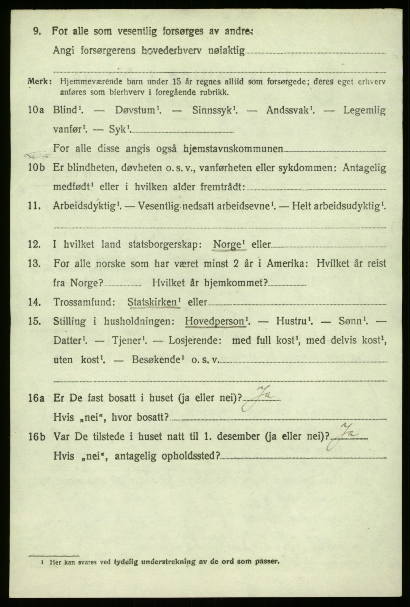 SAB, 1920 census for Gulen, 1920, p. 5792