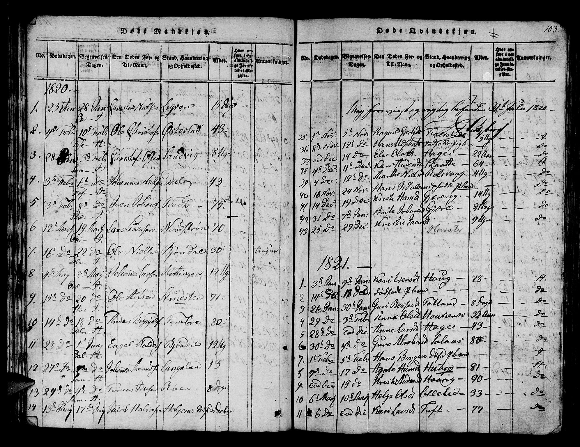 Os sokneprestembete, SAB/A-99929: Parish register (official) no. A 12, 1816-1825, p. 103