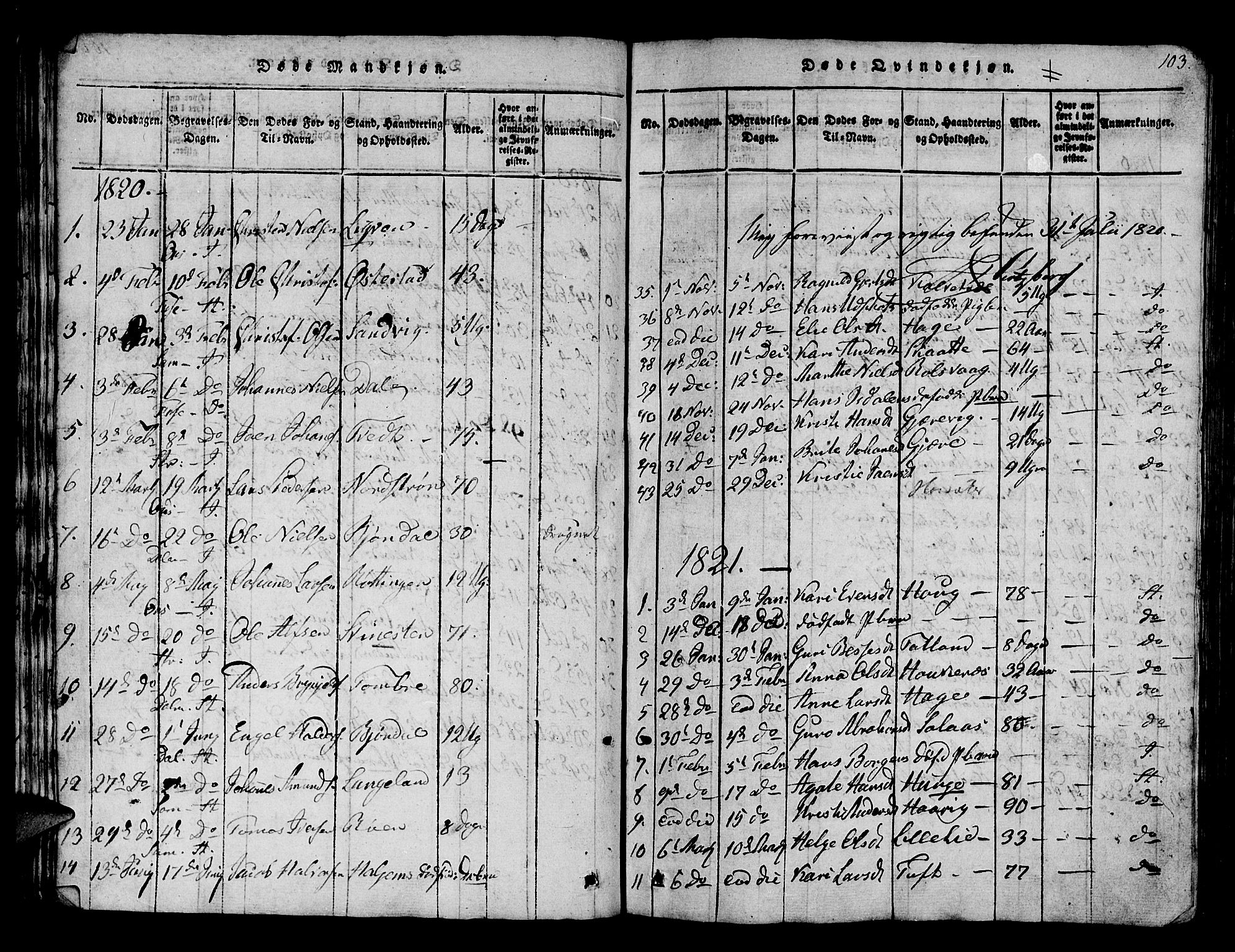 Os sokneprestembete, AV/SAB-A-99929: Parish register (official) no. A 12, 1816-1825, p. 103