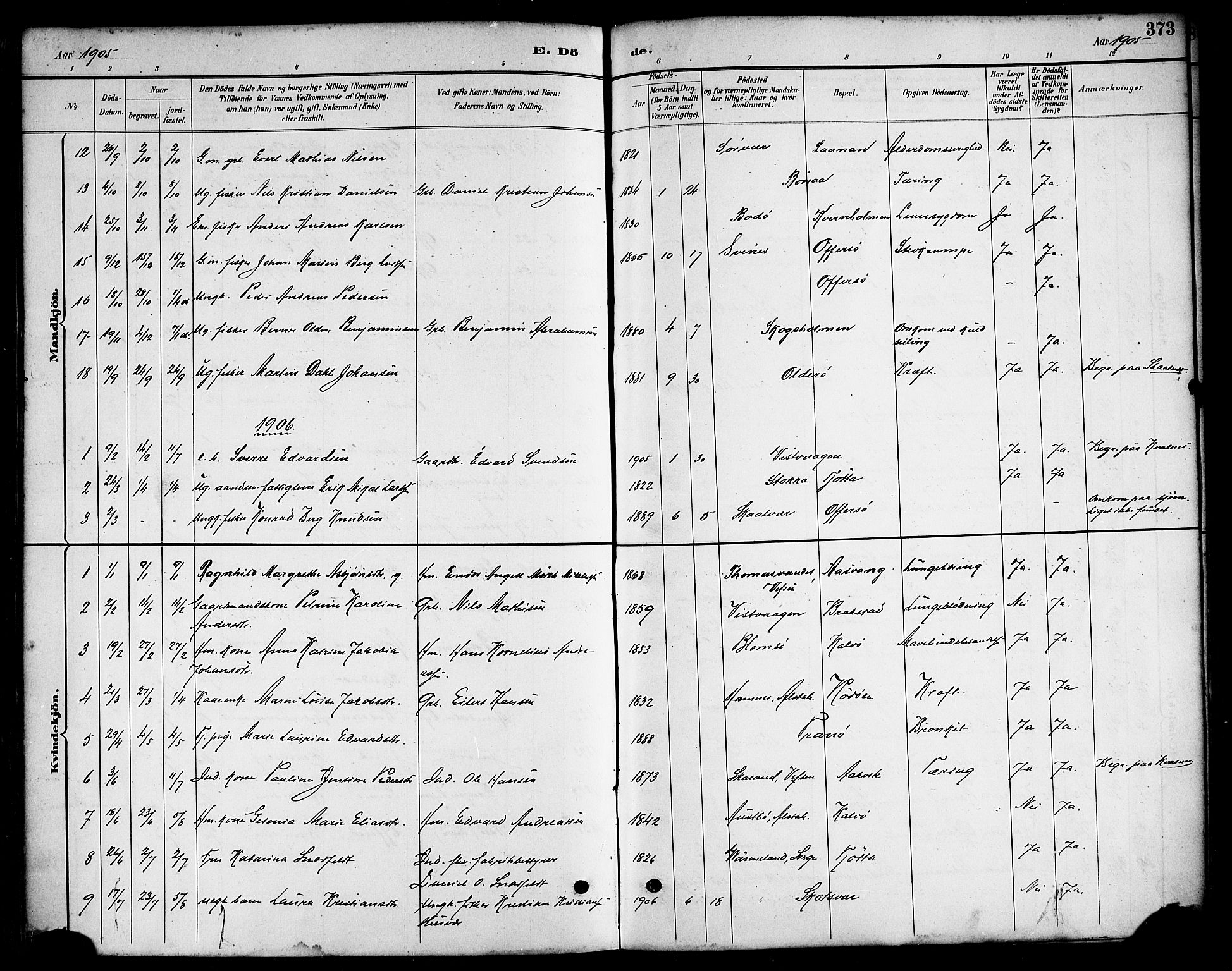 Ministerialprotokoller, klokkerbøker og fødselsregistre - Nordland, AV/SAT-A-1459/817/L0268: Parish register (copy) no. 817C03, 1884-1920, p. 373