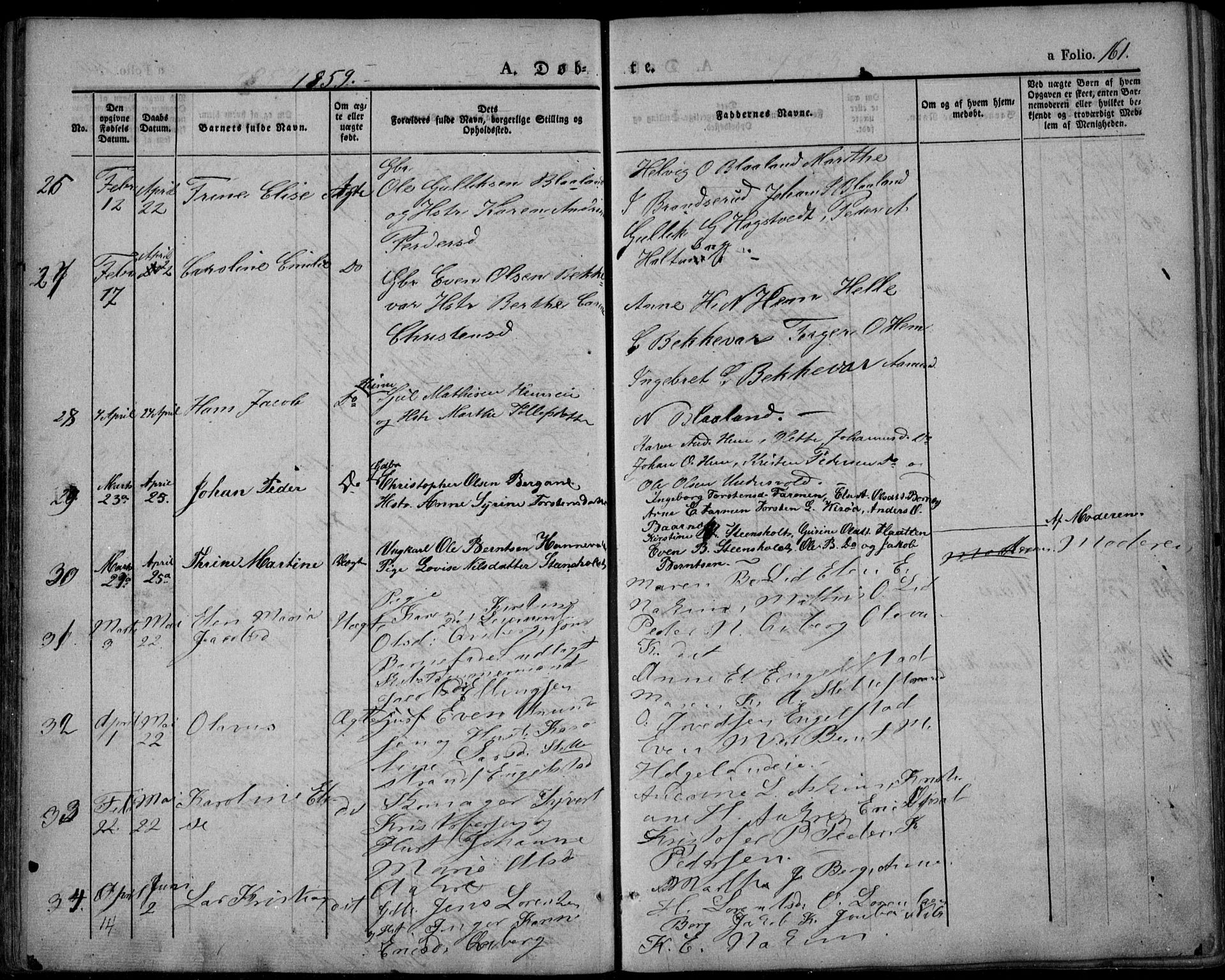 Lardal kirkebøker, SAKO/A-350/F/Fa/L0006: Parish register (official) no. I 6, 1835-1860, p. 161