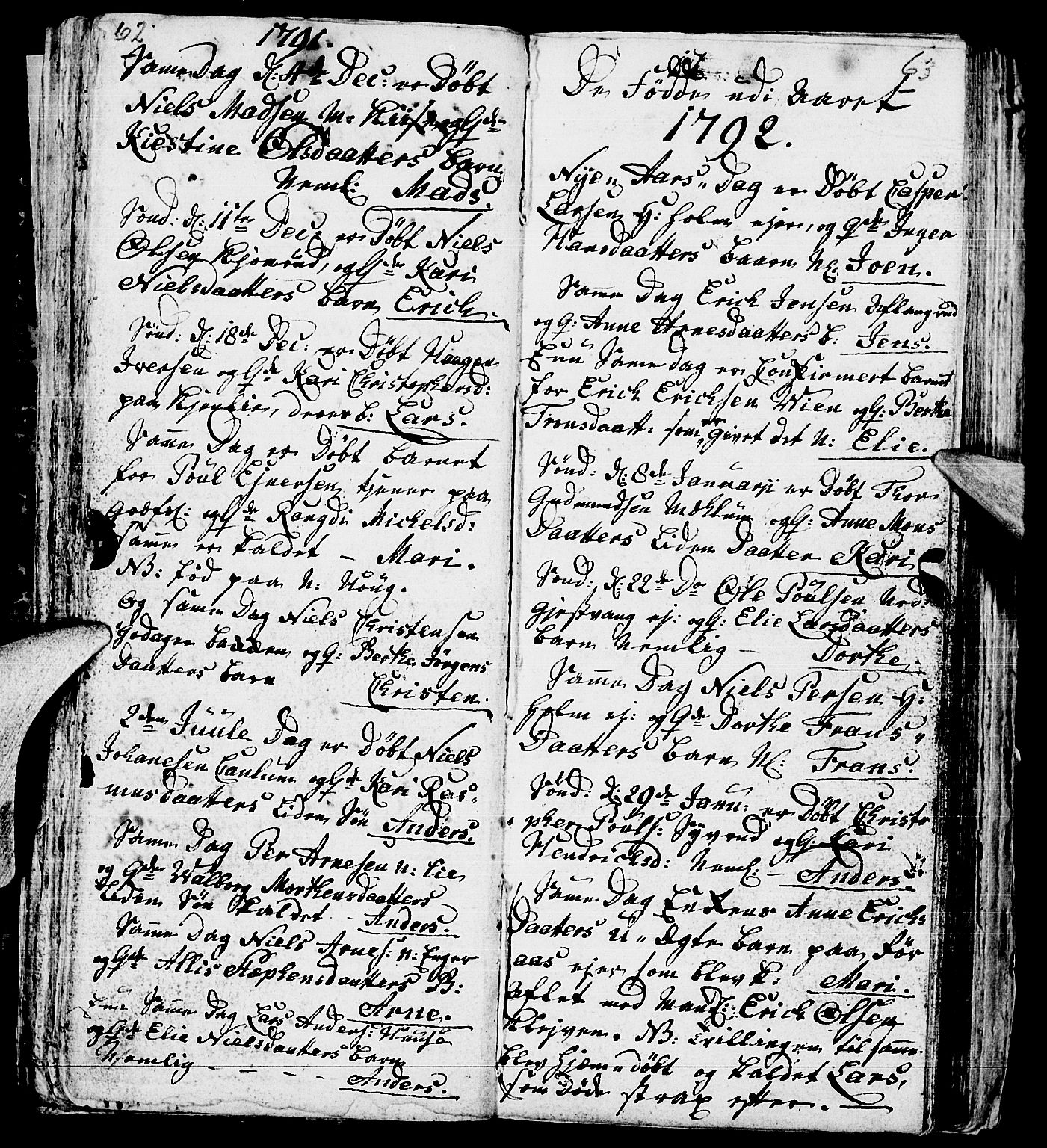 Nes prestekontor, Hedmark, AV/SAH-PREST-020/L/La/L0002: Parish register (copy) no. 2, 1785-1813, p. 62-63