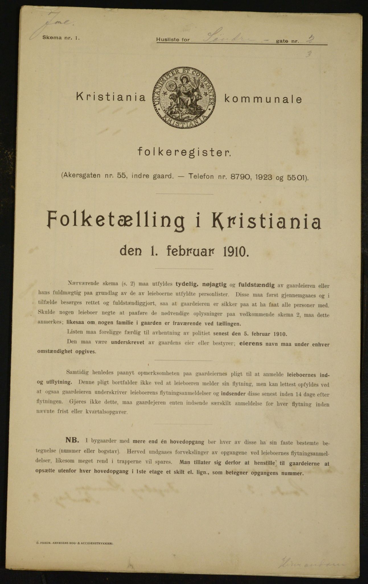 OBA, Municipal Census 1910 for Kristiania, 1910, p. 100954