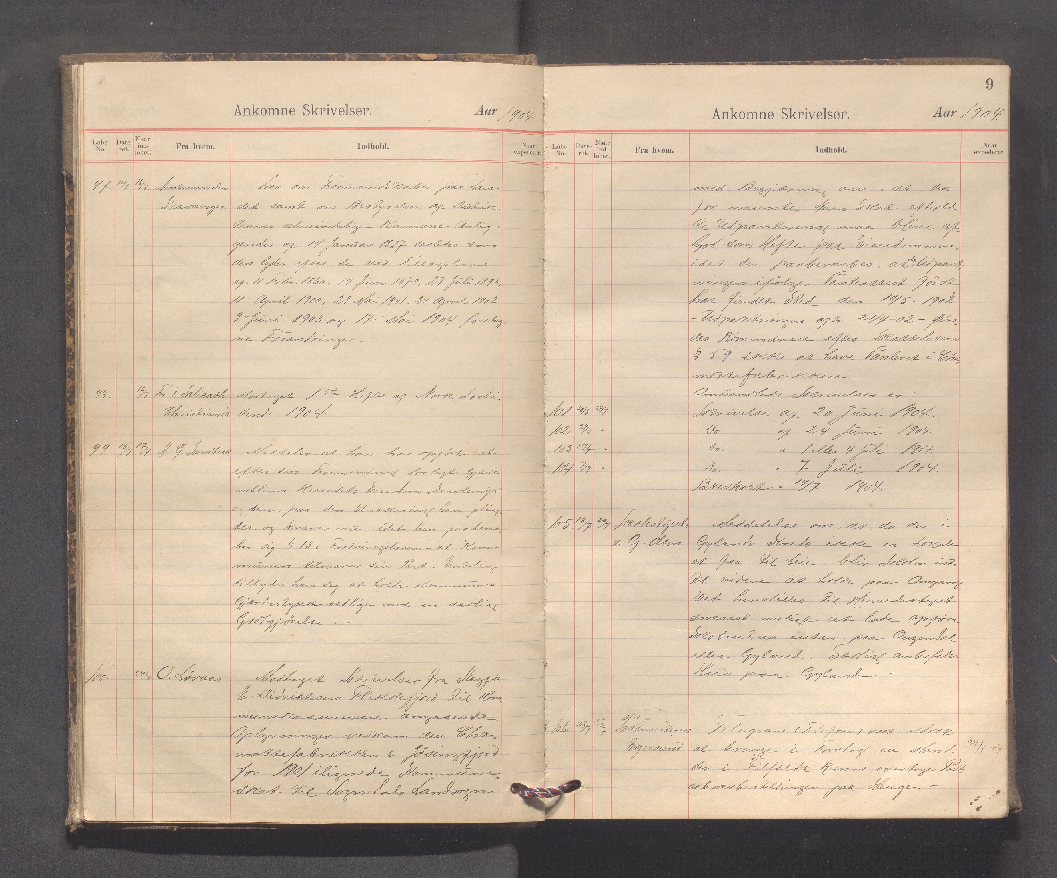 Sokndal kommune - Formannskapet/Sentraladministrasjonen, IKAR/K-101099/C/Ca/L0003: Journal, 1904-1912, p. 9