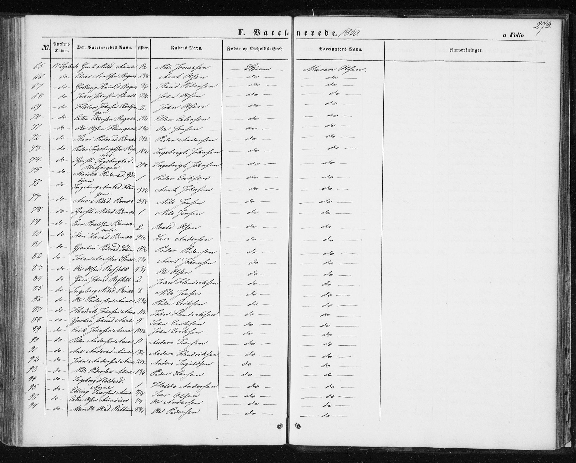 Ministerialprotokoller, klokkerbøker og fødselsregistre - Sør-Trøndelag, SAT/A-1456/687/L1000: Parish register (official) no. 687A06, 1848-1869, p. 273