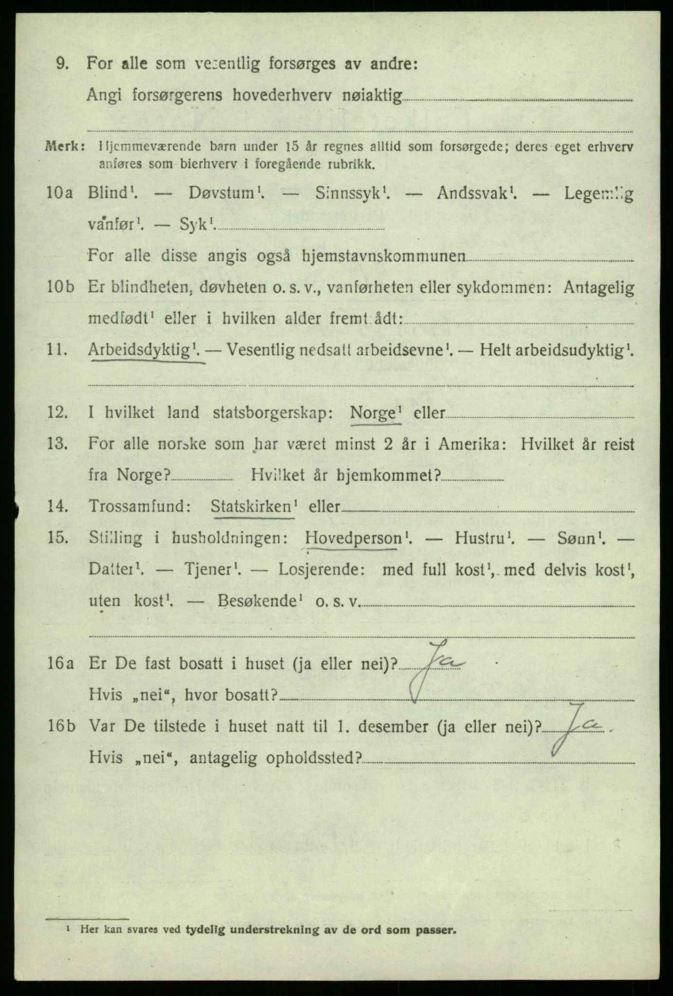 SAB, 1920 census for Granvin, 1920, p. 1153