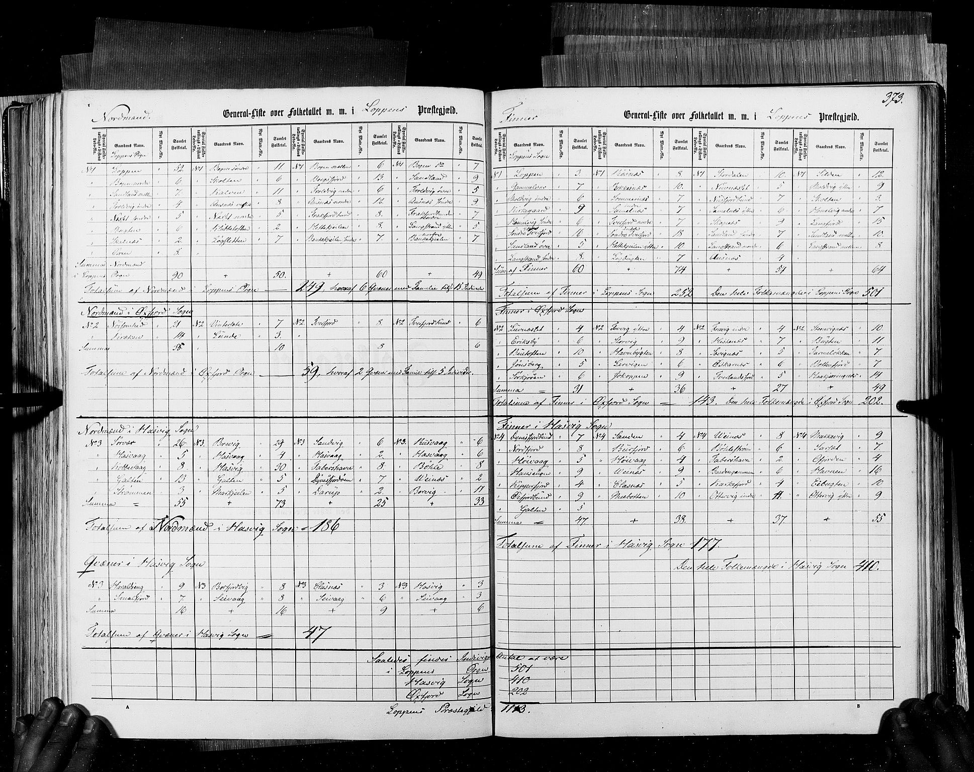 RA, Census 1855, vol. 6B: Nordland amt og Finnmarken amt, 1855, p. 373