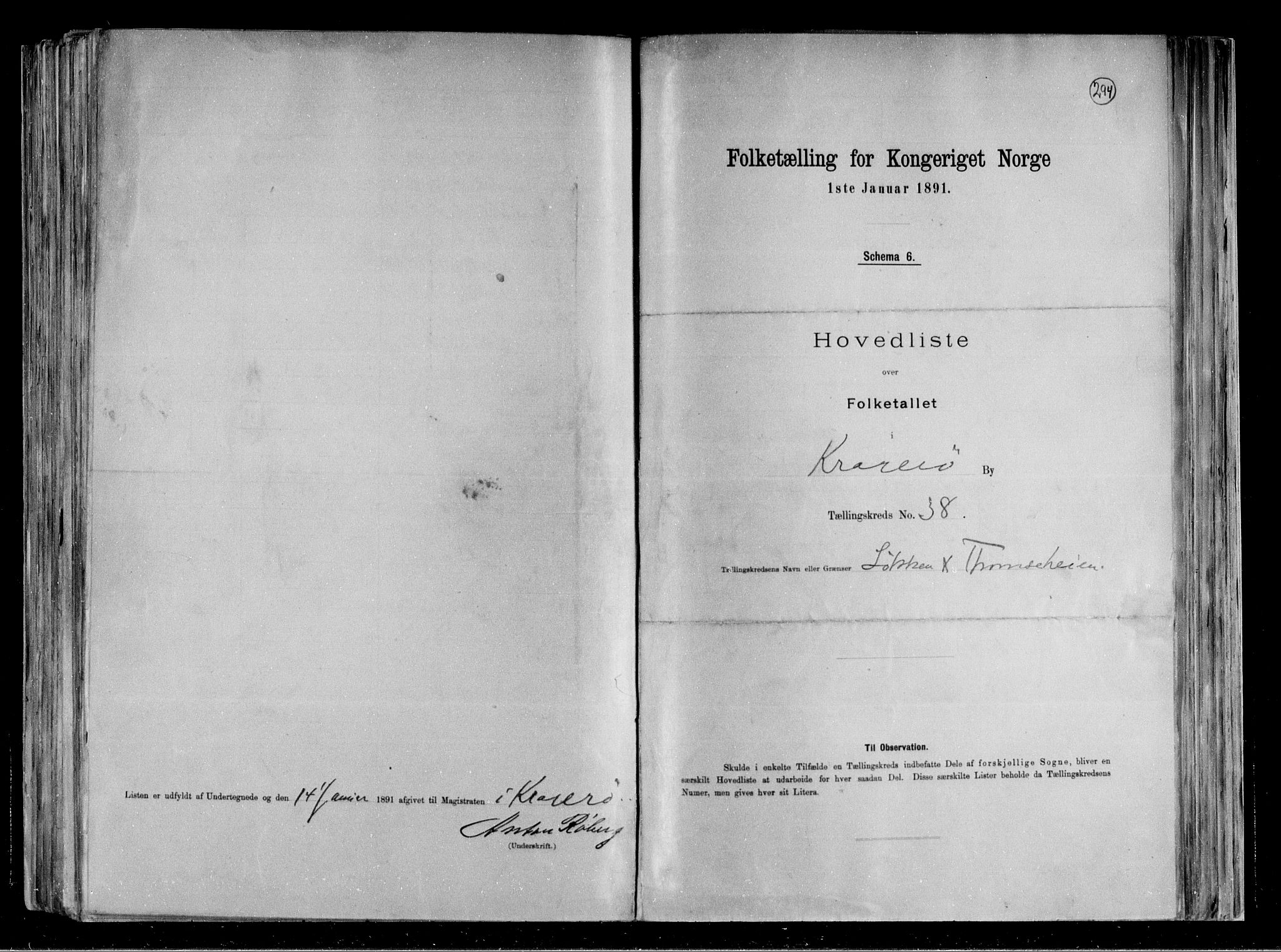 RA, 1891 census for 0801 Kragerø, 1891, p. 79