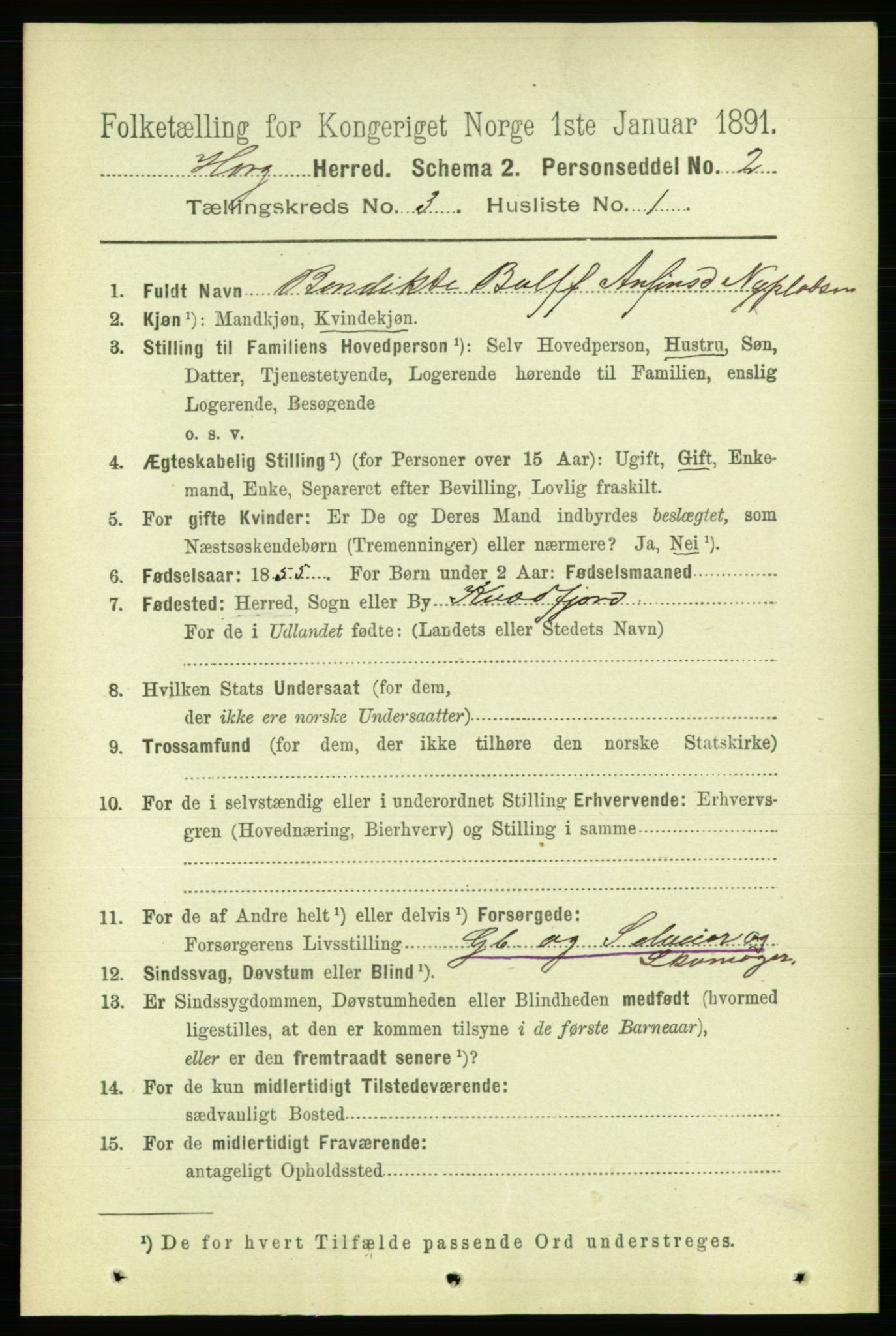 RA, 1891 census for 1650 Horg, 1891, p. 1113