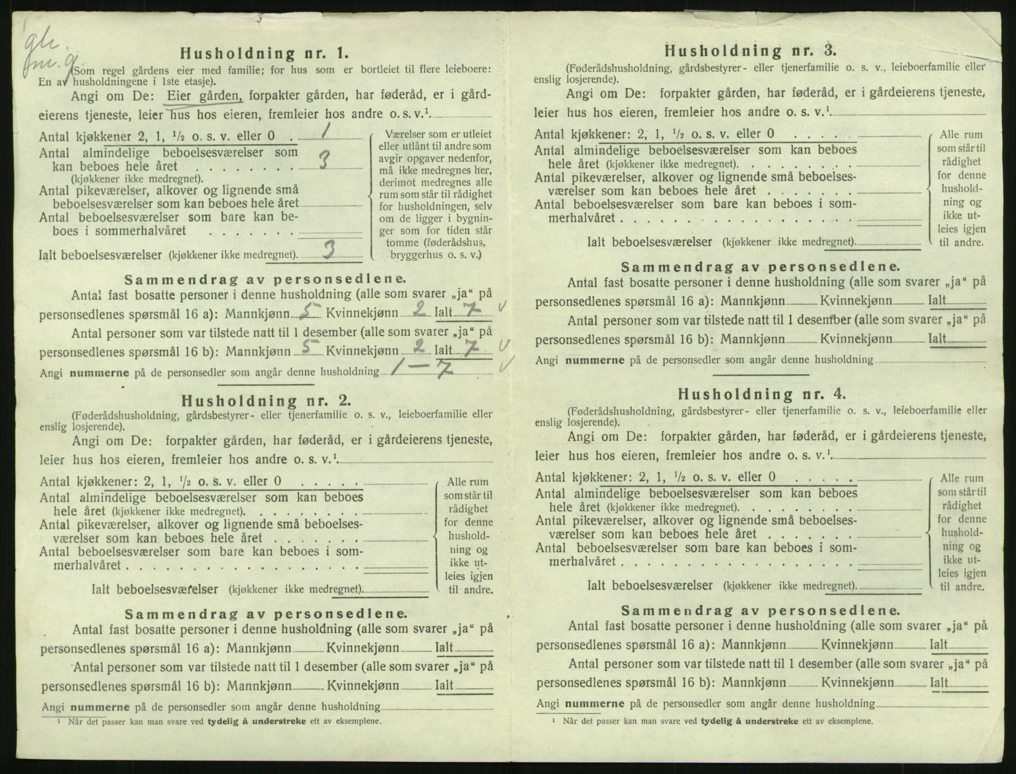 SAK, 1920 census for Vigmostad, 1920, p. 420