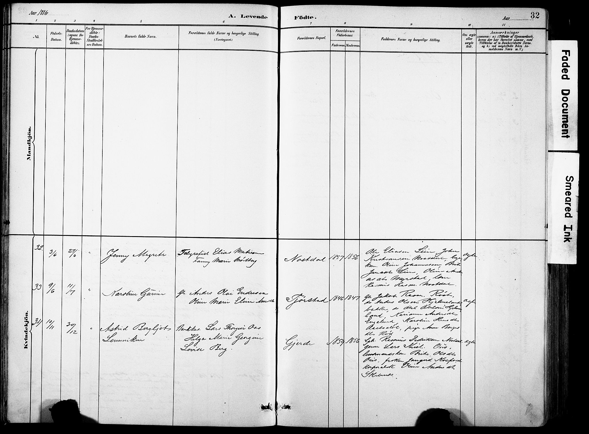 Eid sokneprestembete, AV/SAB-A-82301/H/Hab/Habb/L0002: Parish register (copy) no. B 2, 1882-1907, p. 32