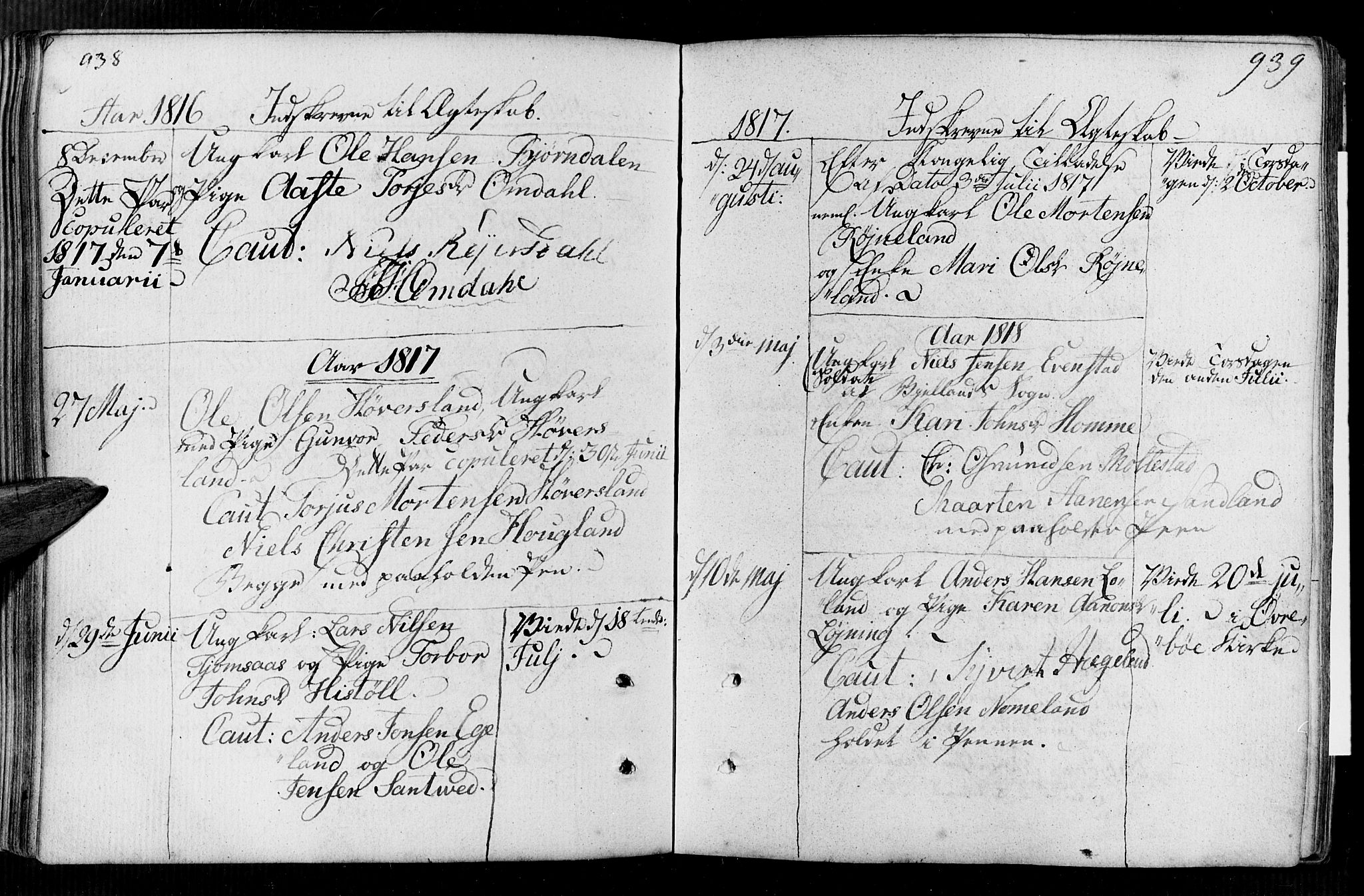 Vennesla sokneprestkontor, AV/SAK-1111-0045/Fa/Faa/L0002: Parish register (official) no. A 2, 1785-1834, p. 938-939