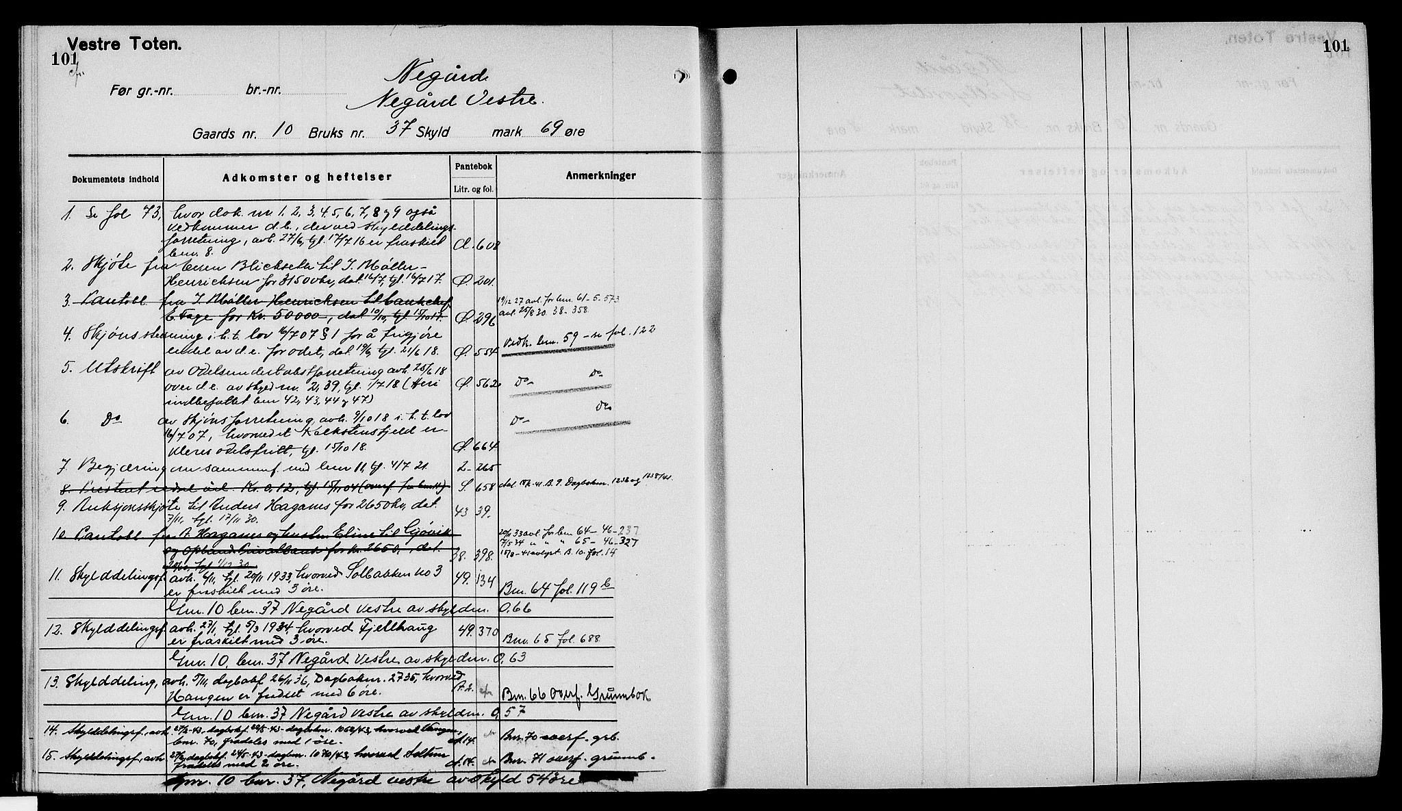 Toten tingrett, AV/SAH-TING-006/H/Ha/Haa/L0040: Mortgage register no. 40, 1925, p. 101