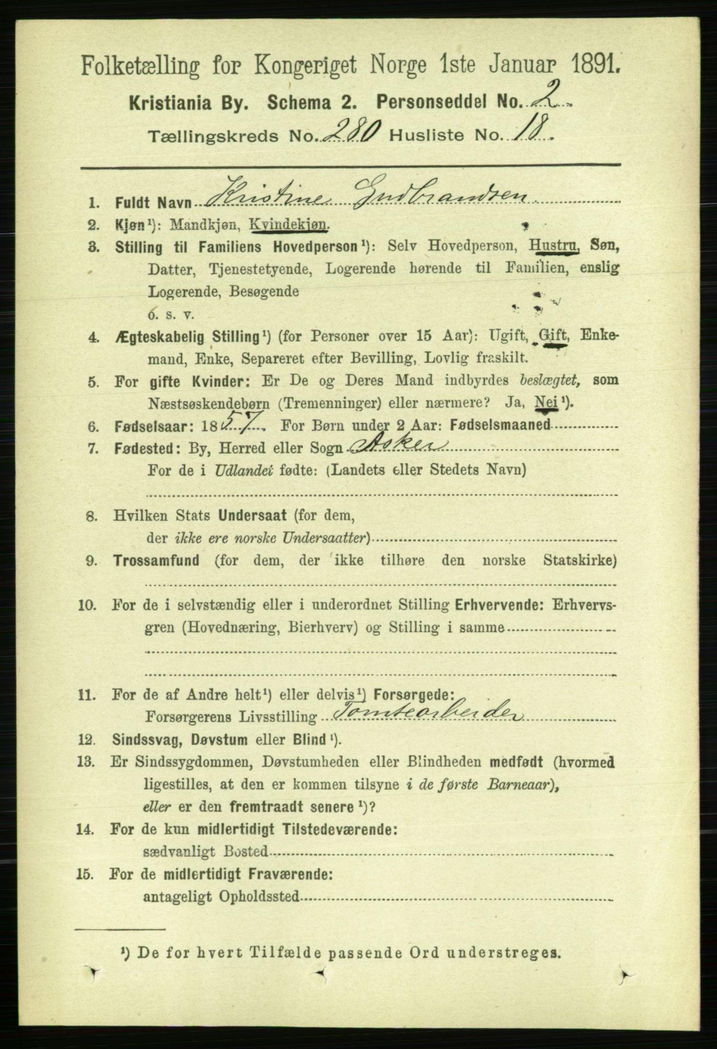 RA, 1891 census for 0301 Kristiania, 1891, p. 170579