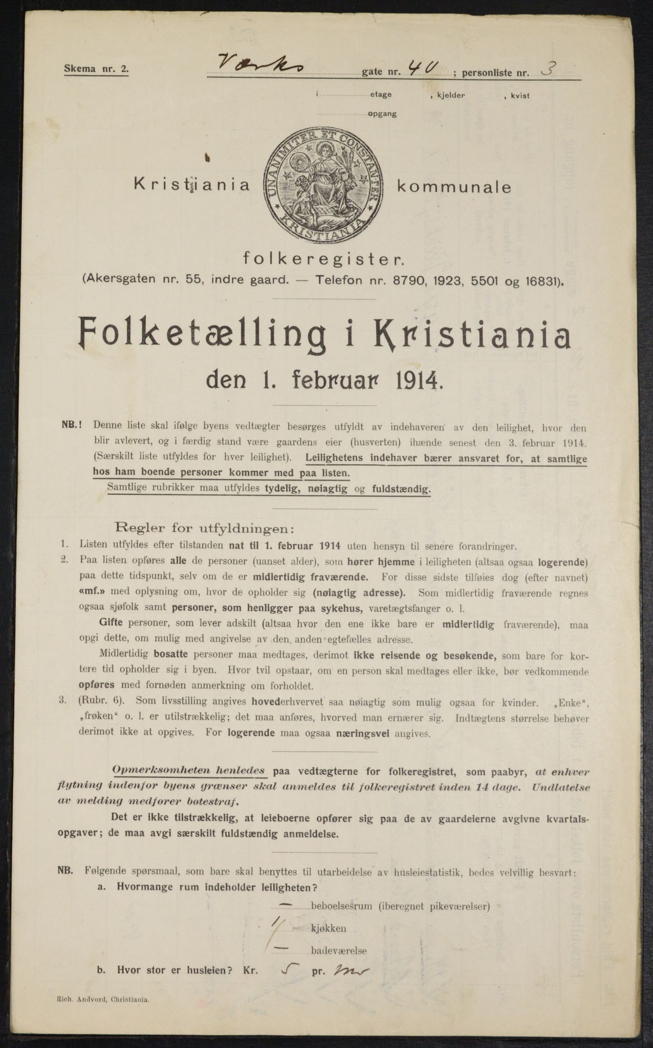 OBA, Municipal Census 1914 for Kristiania, 1914, p. 123336