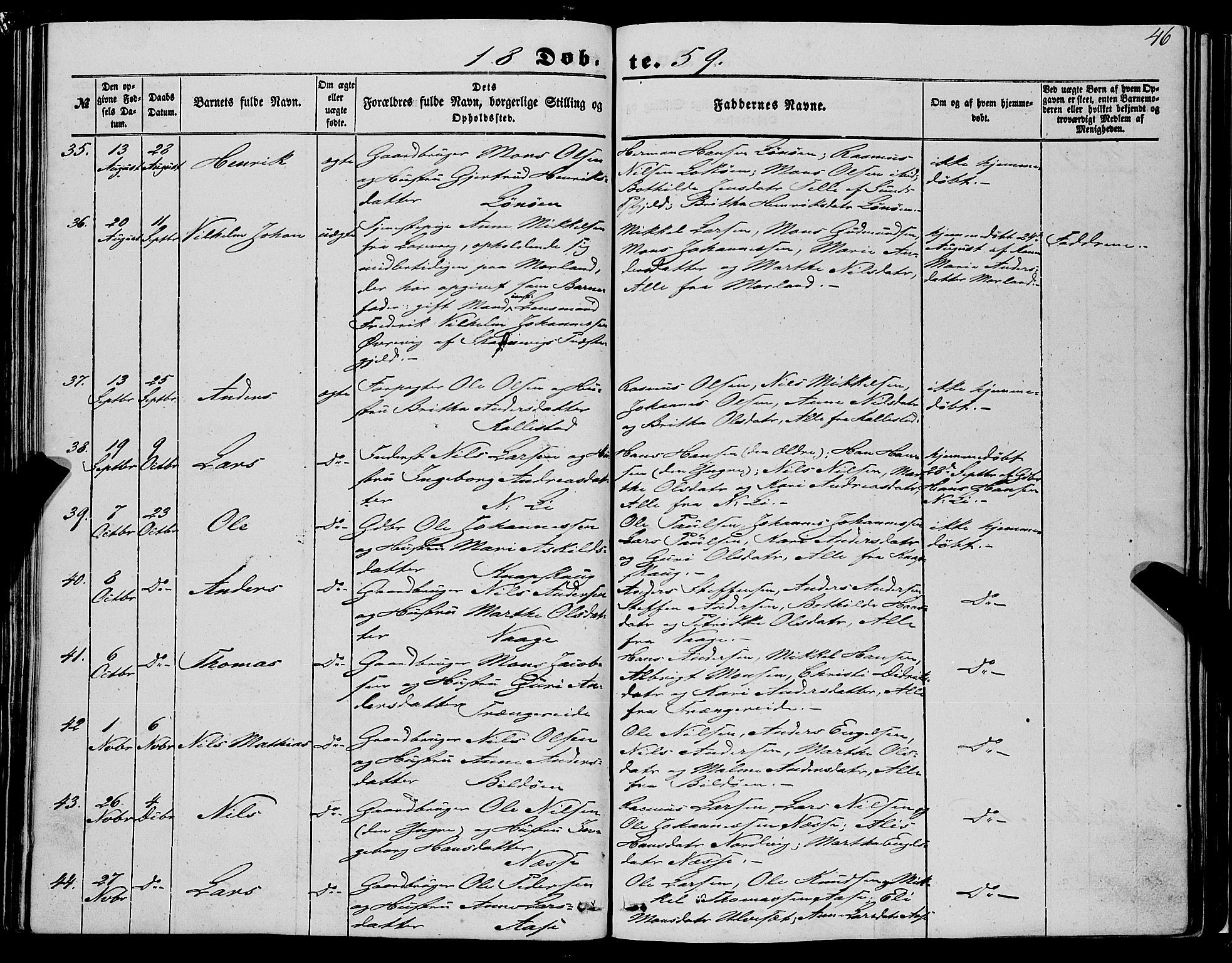 Fjell sokneprestembete, SAB/A-75301/H/Haa: Parish register (official) no. A 2, 1847-1864, p. 46