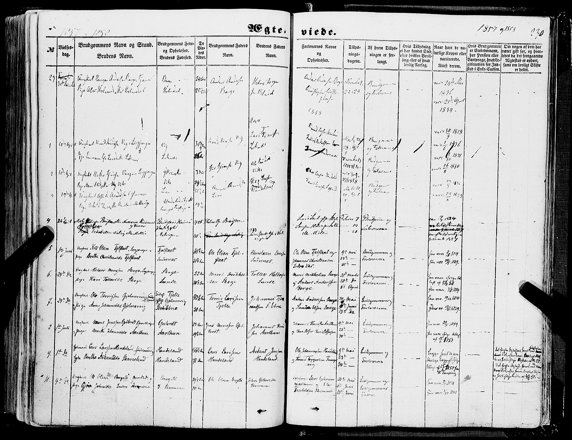 Skånevik sokneprestembete, AV/SAB-A-77801/H/Haa: Parish register (official) no. A 5I, 1848-1869, p. 230