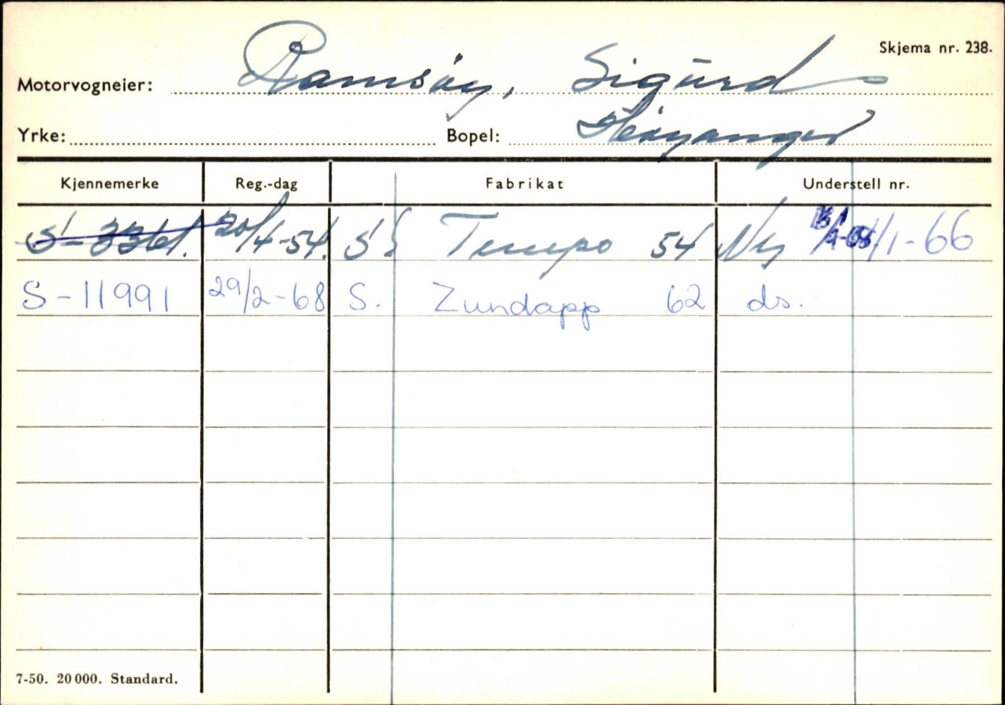 Statens vegvesen, Sogn og Fjordane vegkontor, AV/SAB-A-5301/4/F/L0131: Eigarregister Høyanger P-Å. Stryn S-Å, 1945-1975, p. 28