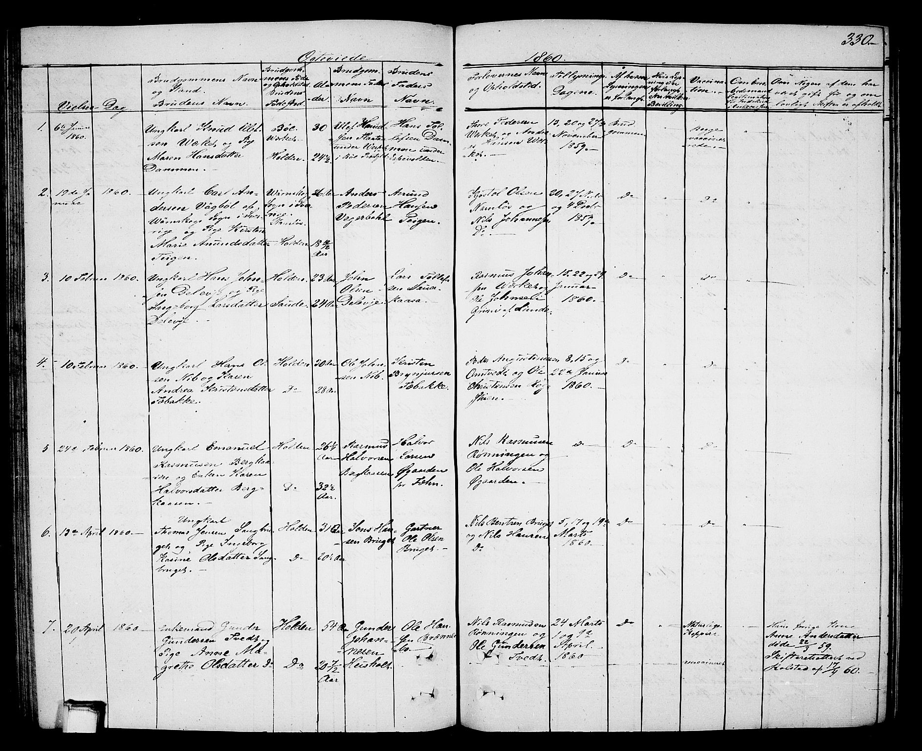 Holla kirkebøker, SAKO/A-272/G/Ga/L0003: Parish register (copy) no. I 3, 1849-1866, p. 330