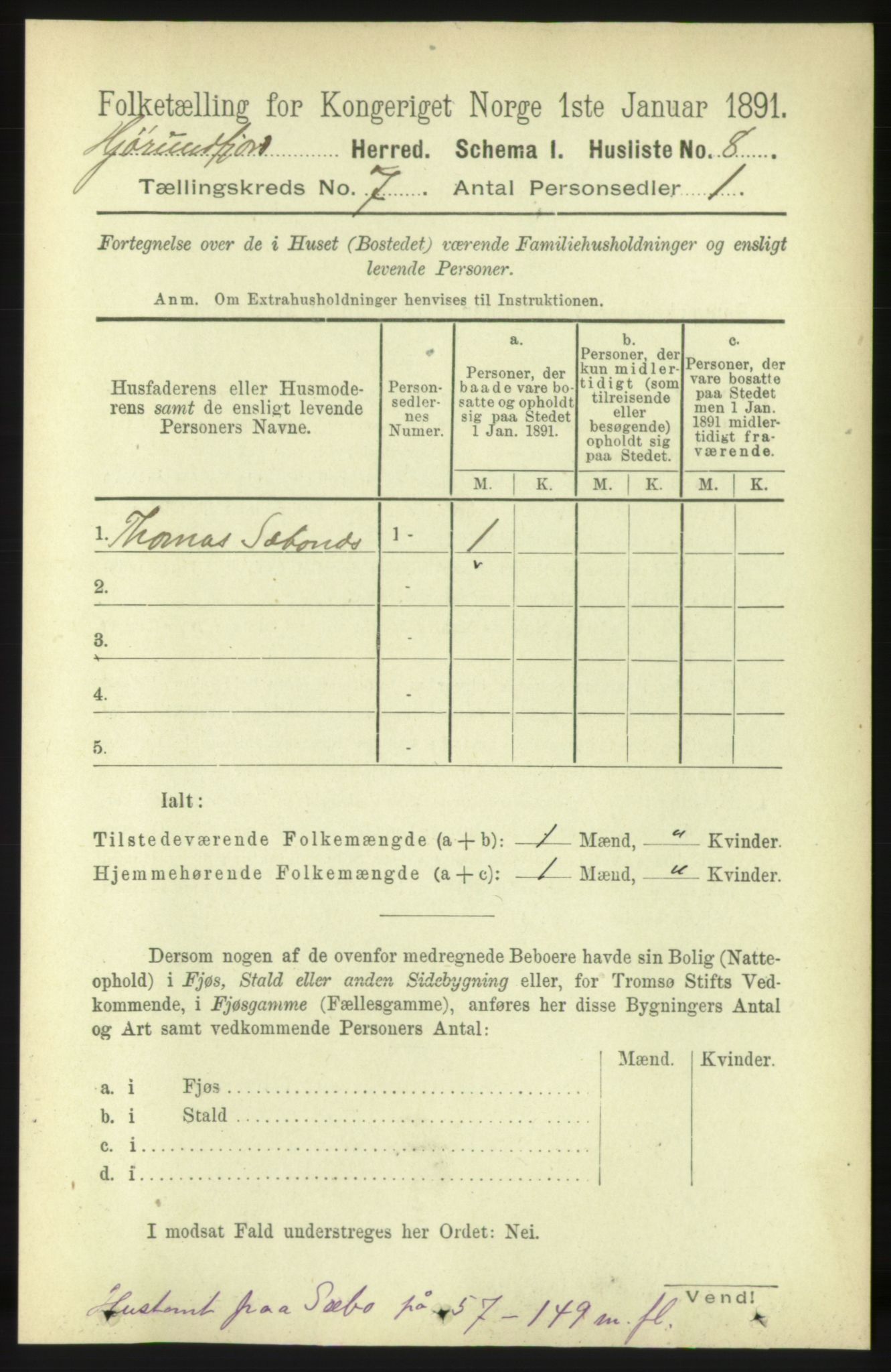 RA, 1891 census for 1522 Hjørundfjord, 1891, p. 1471