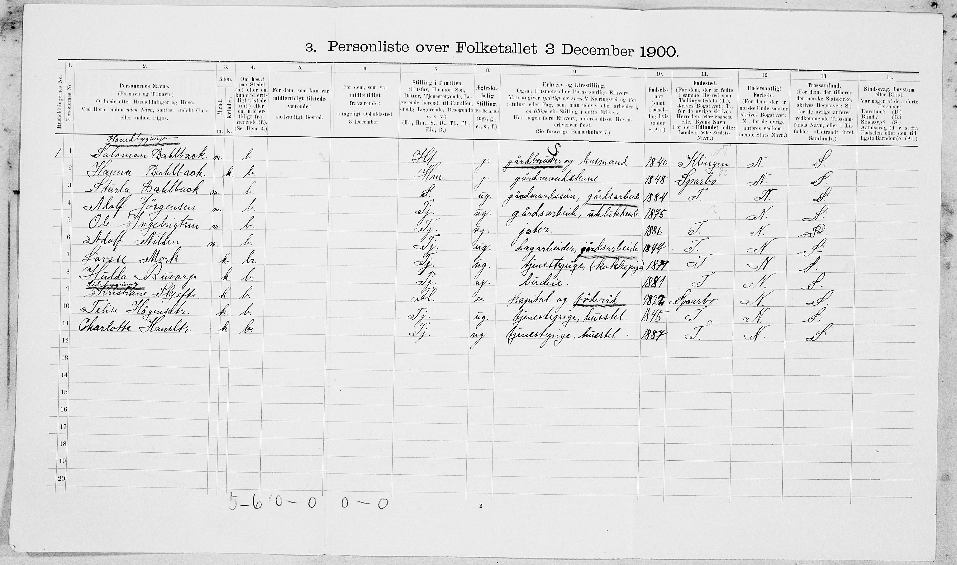SAT, 1900 census for Beitstad, 1900, p. 1317