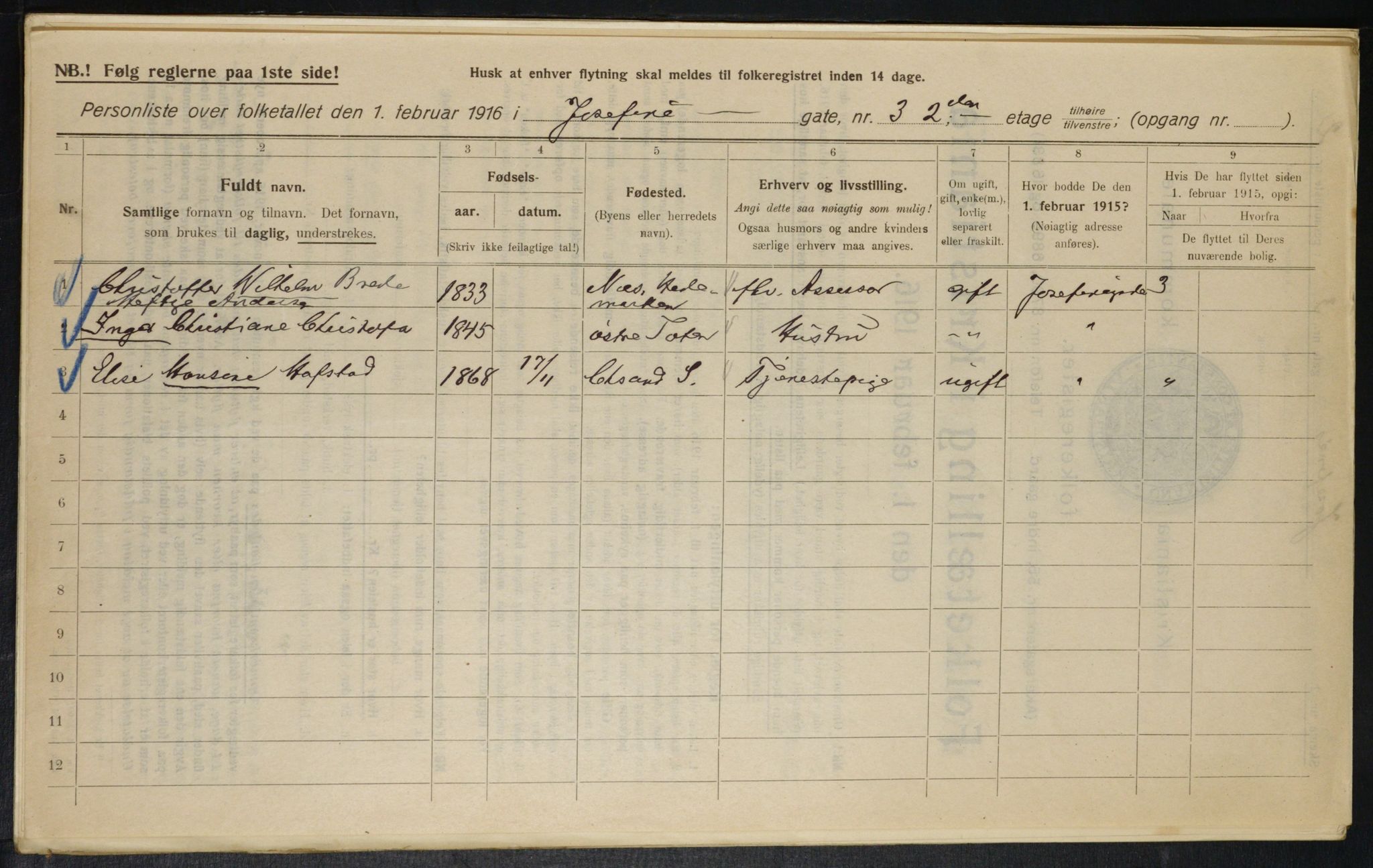 OBA, Municipal Census 1916 for Kristiania, 1916, p. 48432