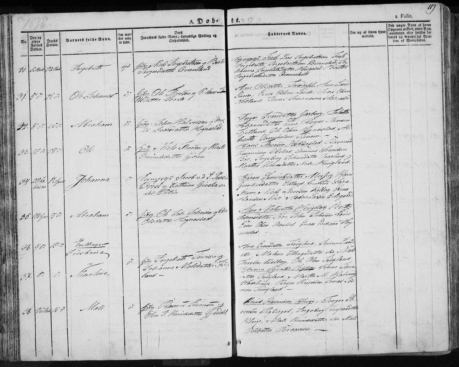 Lye sokneprestkontor, AV/SAST-A-101794/001/30BA/L0004: Parish register (official) no. A 4, 1826-1841, p. 119