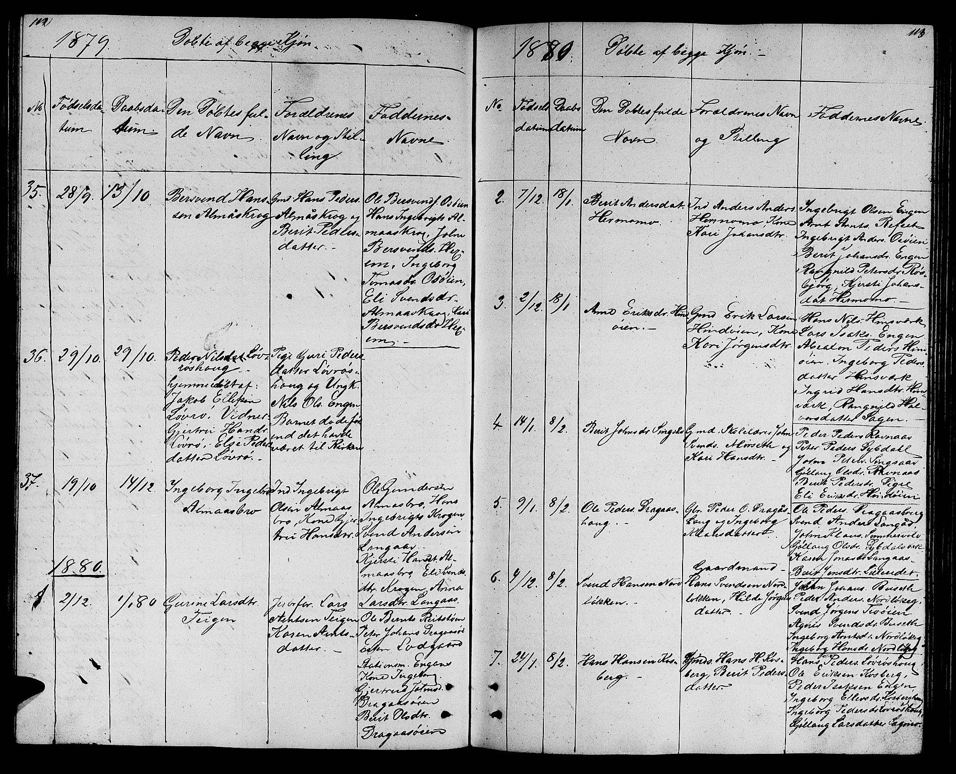 Ministerialprotokoller, klokkerbøker og fødselsregistre - Sør-Trøndelag, SAT/A-1456/688/L1027: Parish register (copy) no. 688C02, 1861-1889, p. 112-113