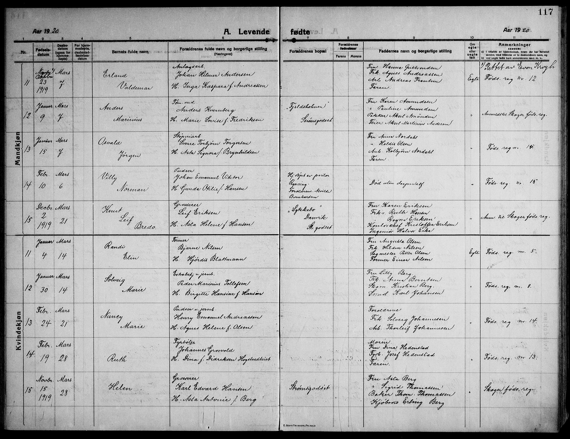 Strømsø kirkebøker, AV/SAKO-A-246/F/Fa/L0029: Parish register (official) no. I 27, 1915-1930, p. 117