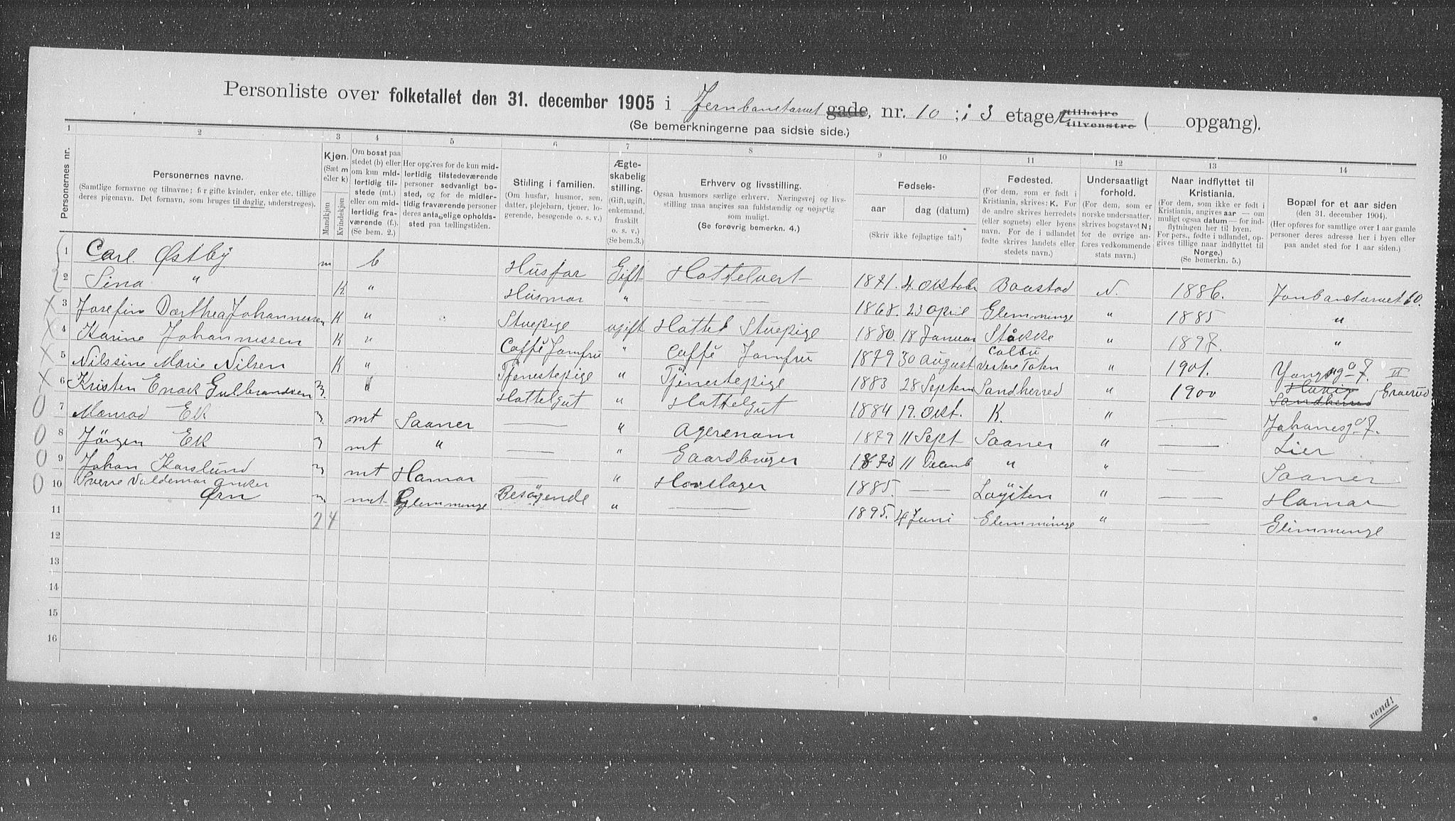 OBA, Municipal Census 1905 for Kristiania, 1905, p. 24617