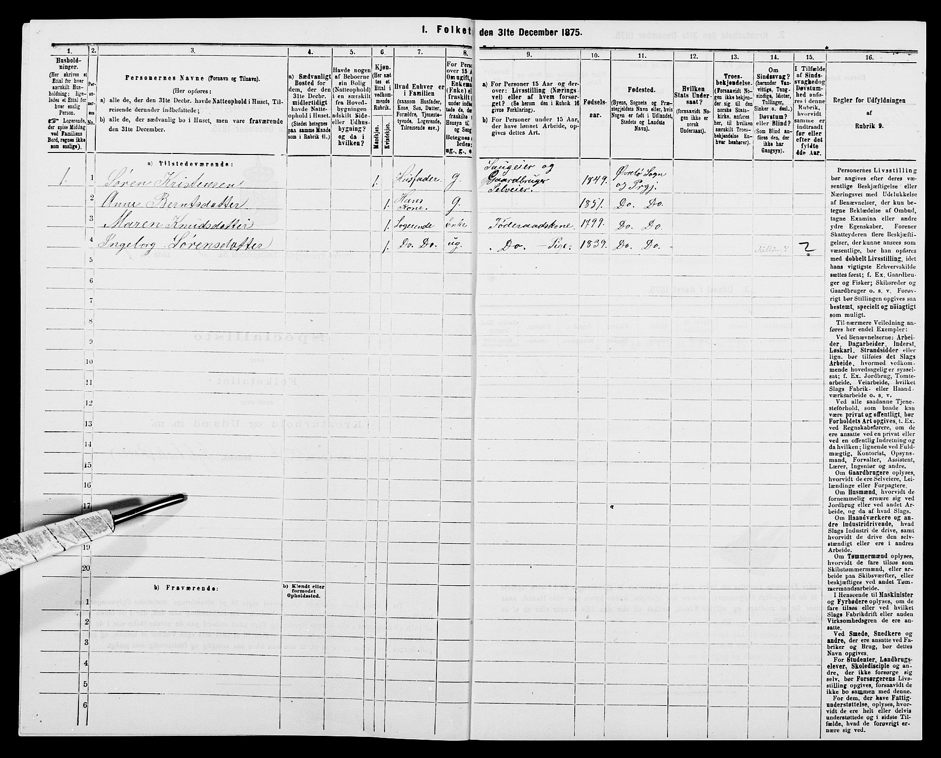 SAK, 1875 census for 1016P Øvrebø, 1875, p. 272