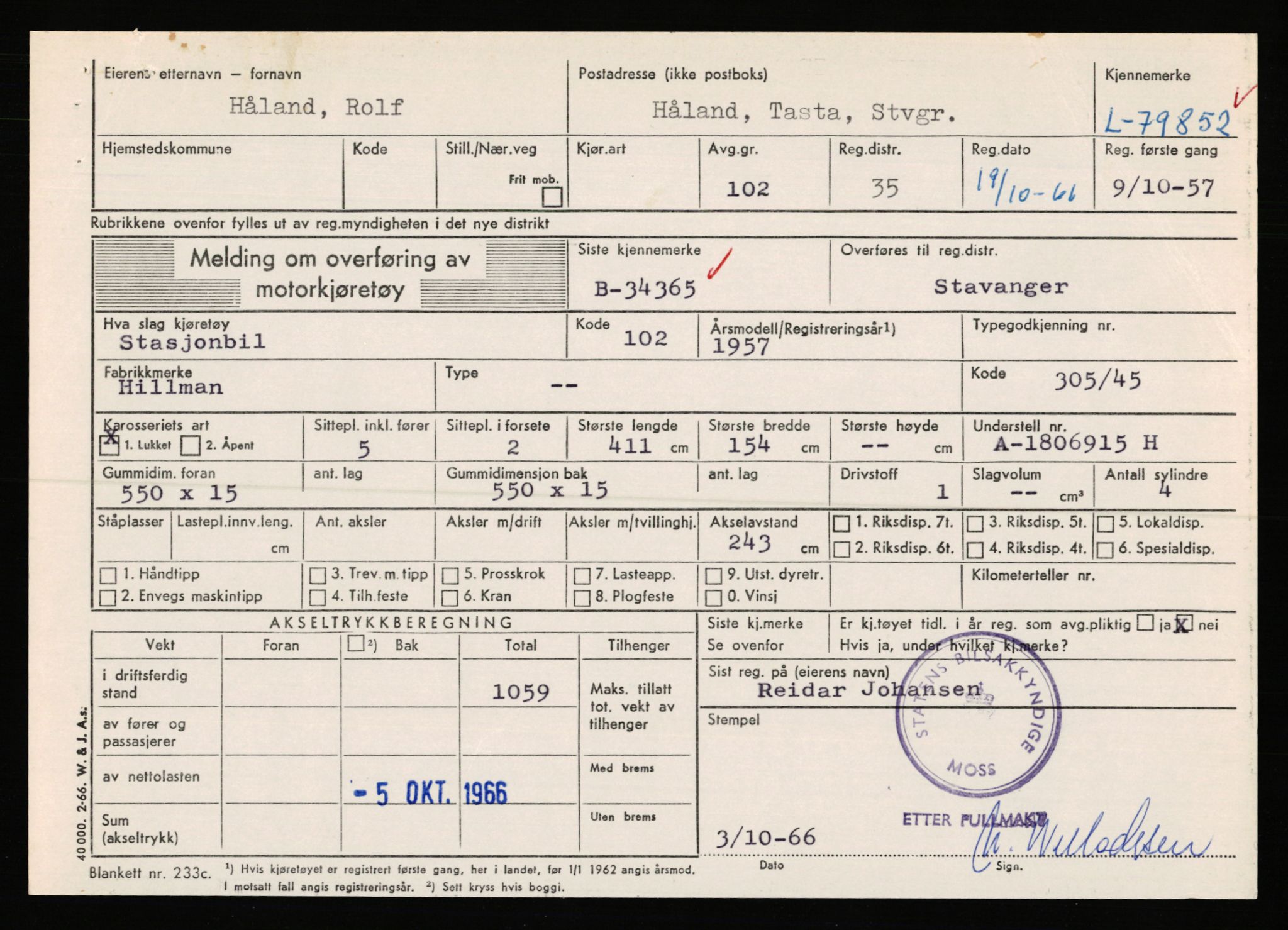 Stavanger trafikkstasjon, AV/SAST-A-101942/0/F/L0070: L-78800 - L-80499, 1930-1971, p. 1144